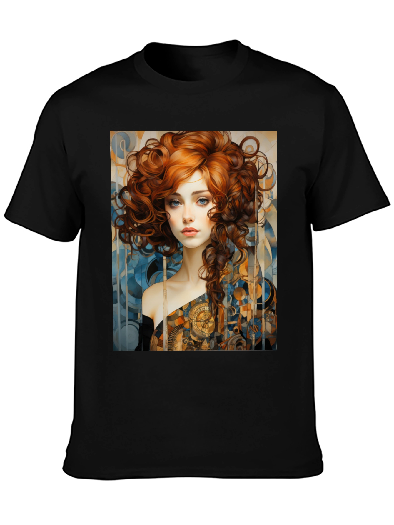 Art Nouveau Woman Graphic Black T-Shirt