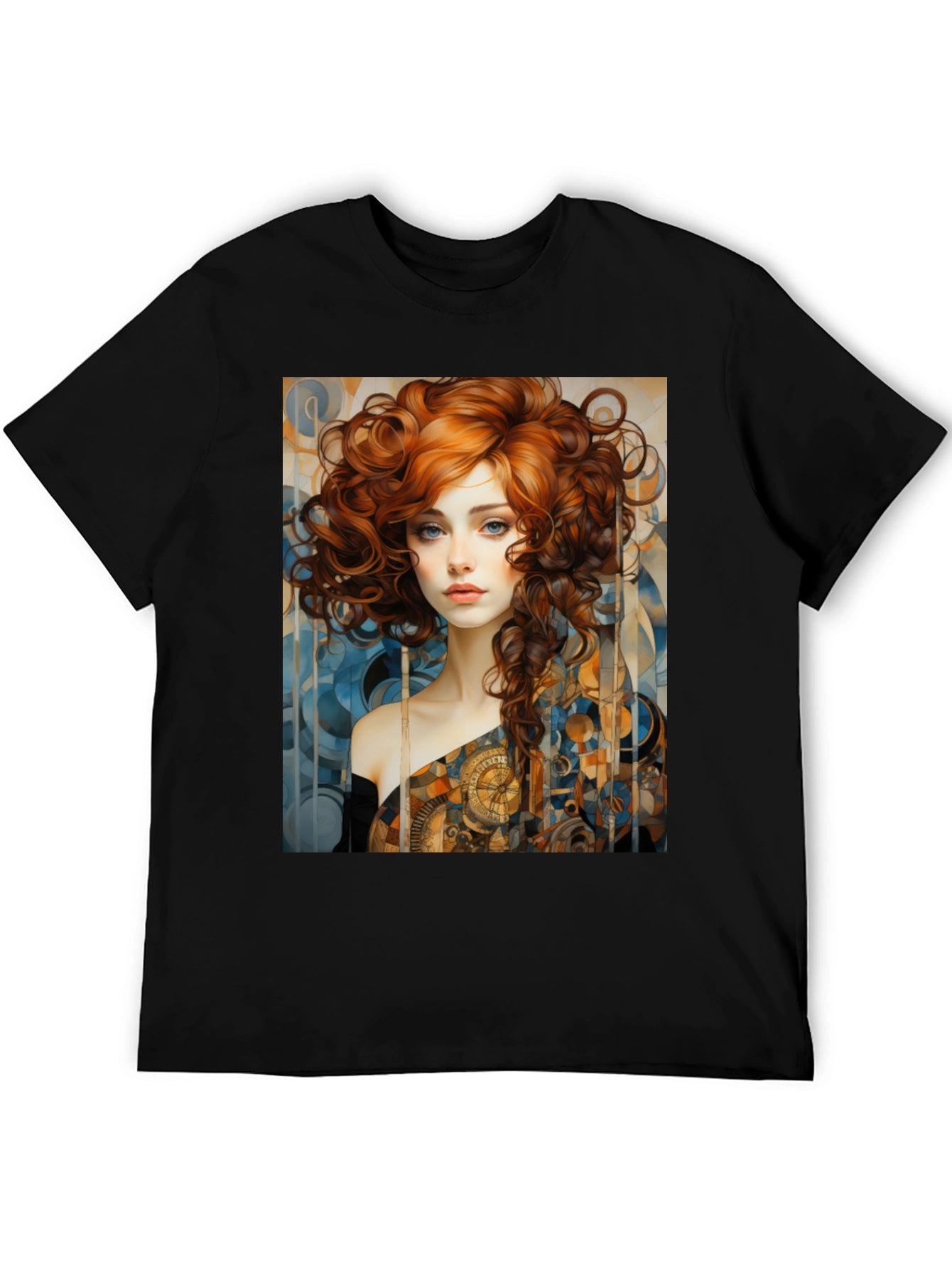 Art Nouveau Woman Graphic Black T-Shirt