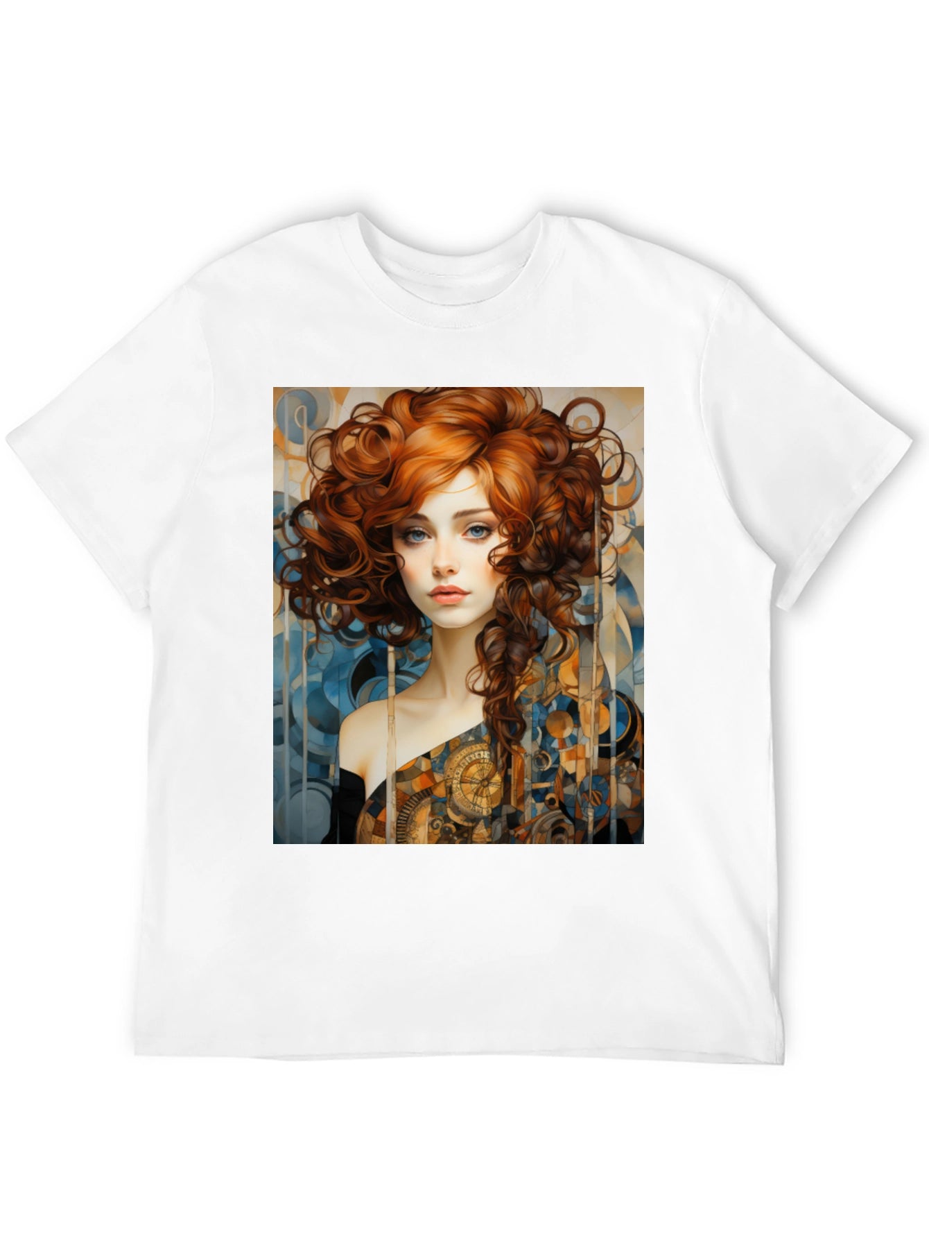 Art Nouveau Woman Graphic Black T-Shirt