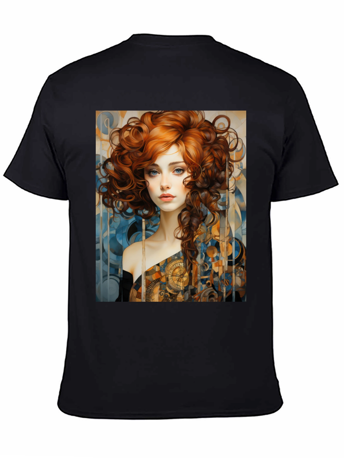 Art Nouveau Woman Graphic Black T-Shirt