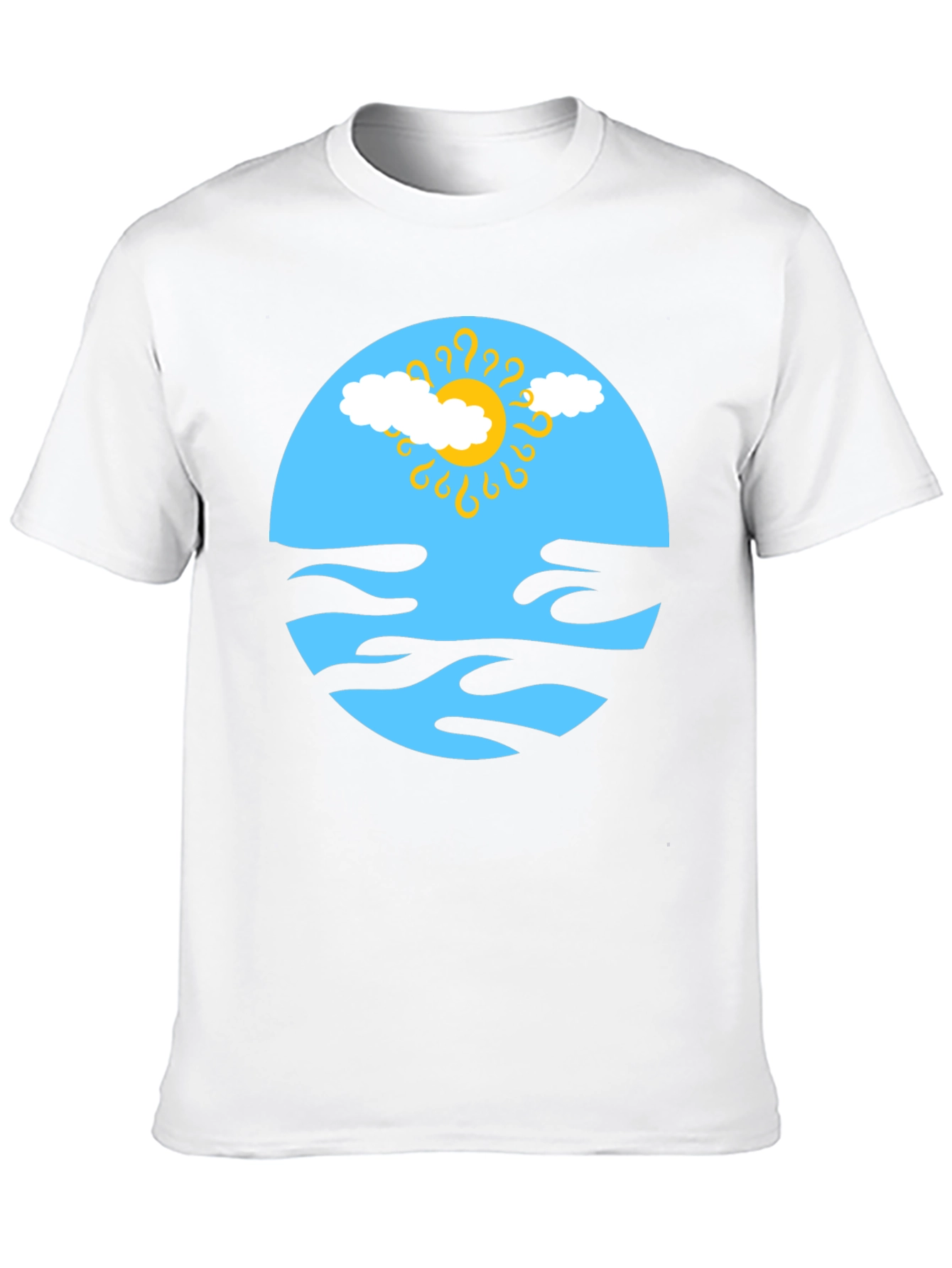 Abstract Sun & Cloud Graphic Tee - Black