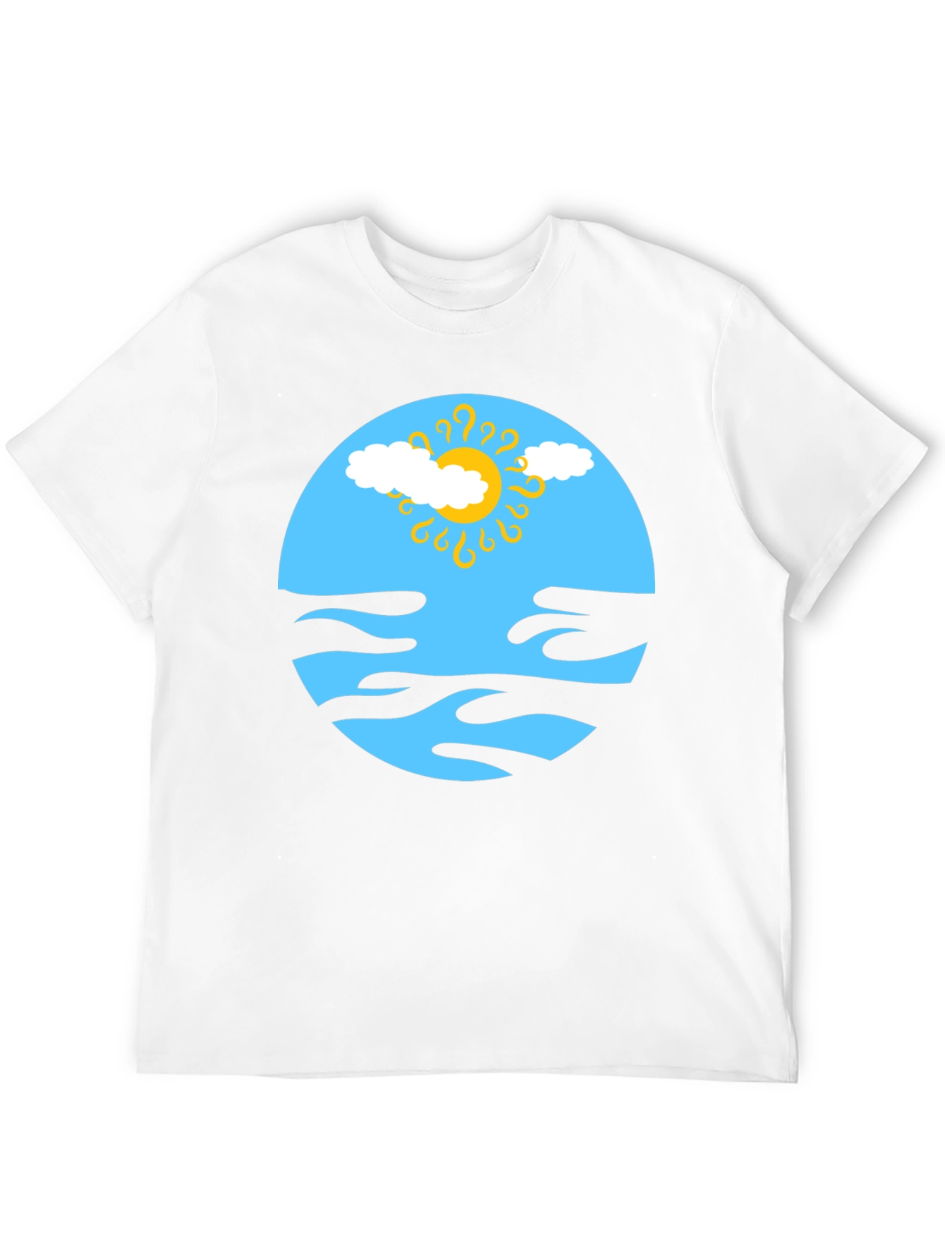 Abstract Sun & Cloud Graphic Tee - Black