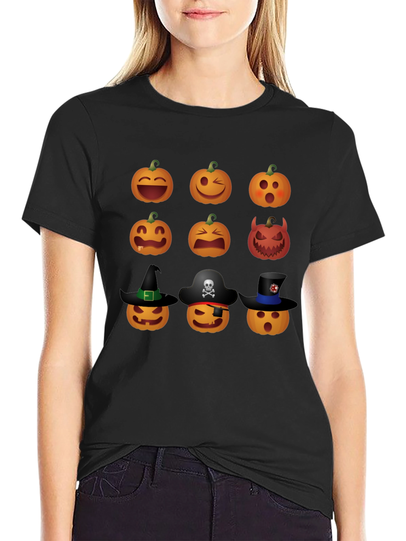 Halloween Pumpkin Emoji Graphic Tee