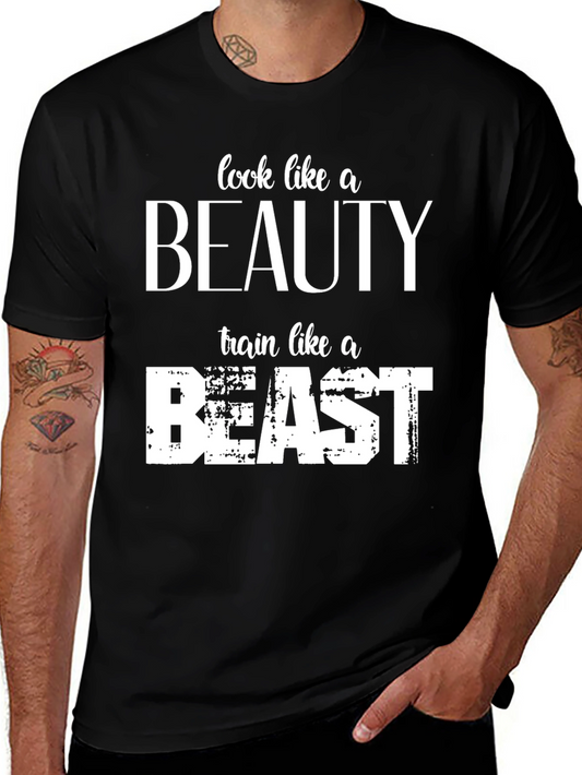 Beauty and Beast Graphic Tee - Motivational Workout Shirt