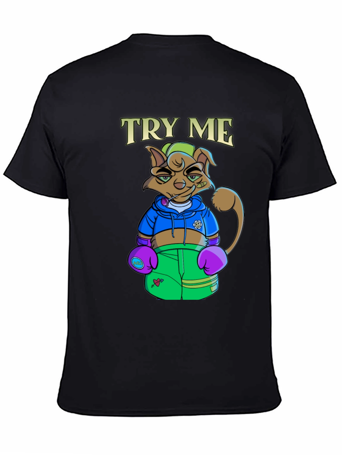 TRY ME Cat Boxer Graphic T-Shirt