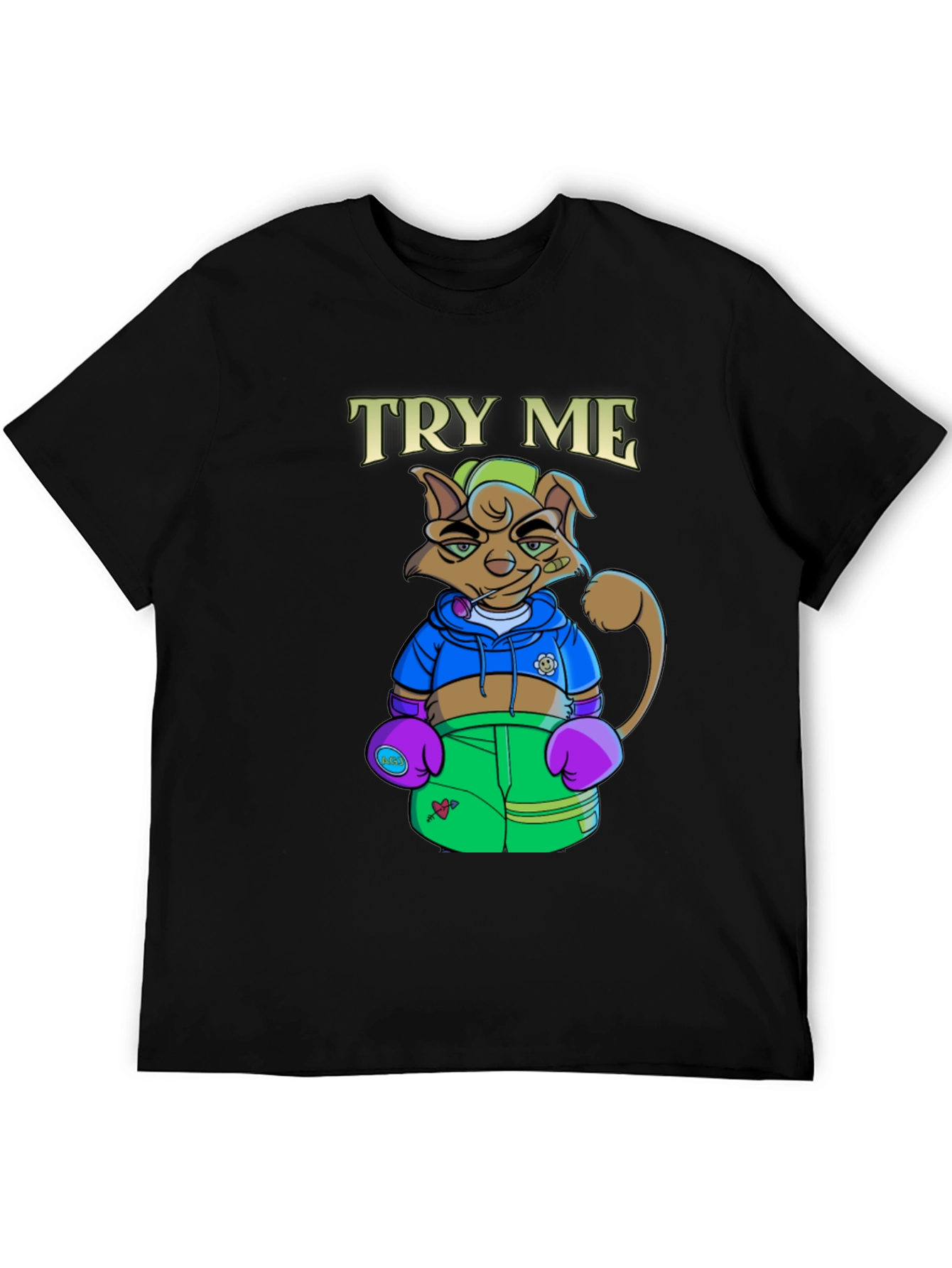 TRY ME Cat Boxer Graphic T-Shirt