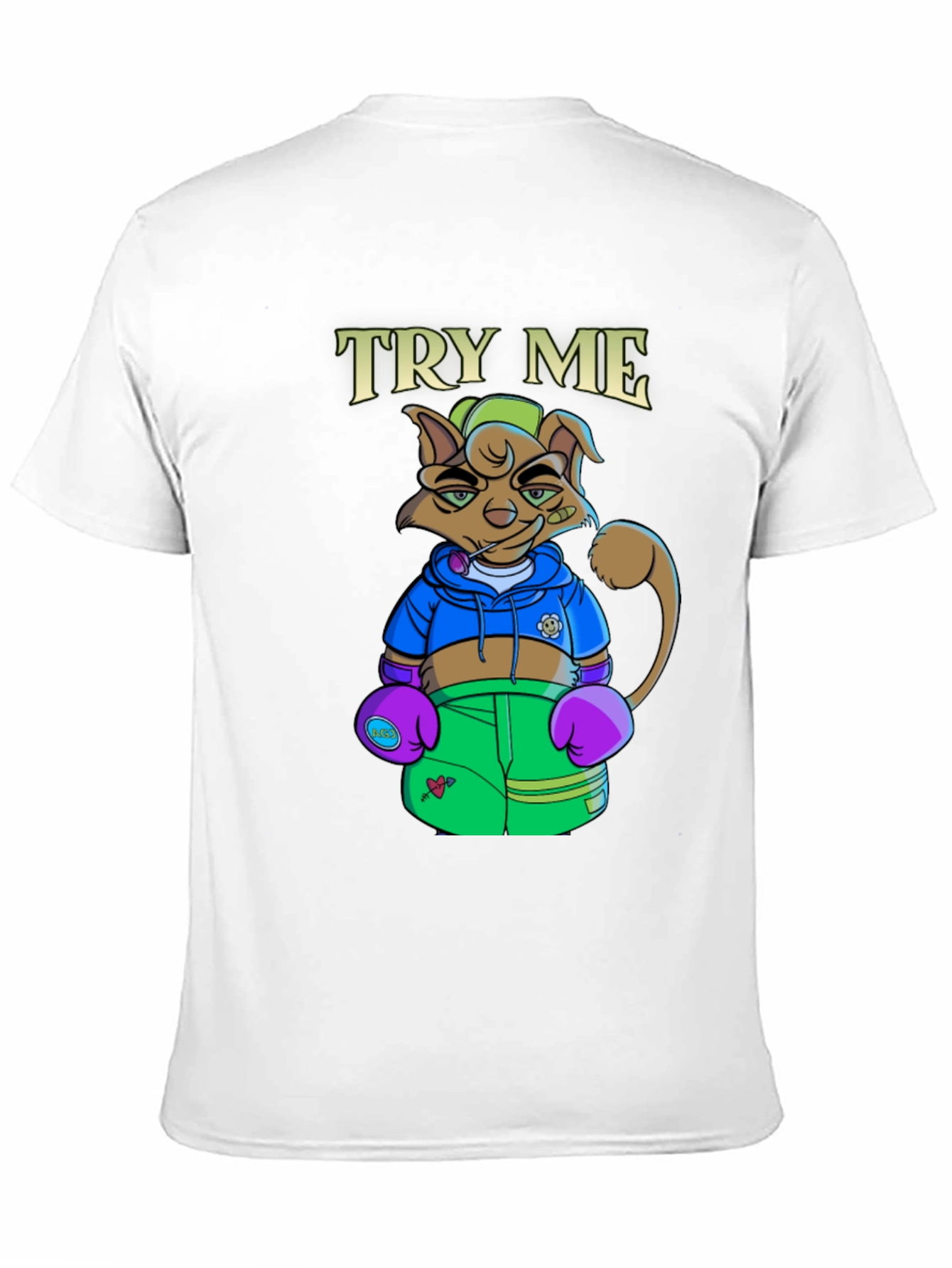 TRY ME Cat Boxer Graphic T-Shirt