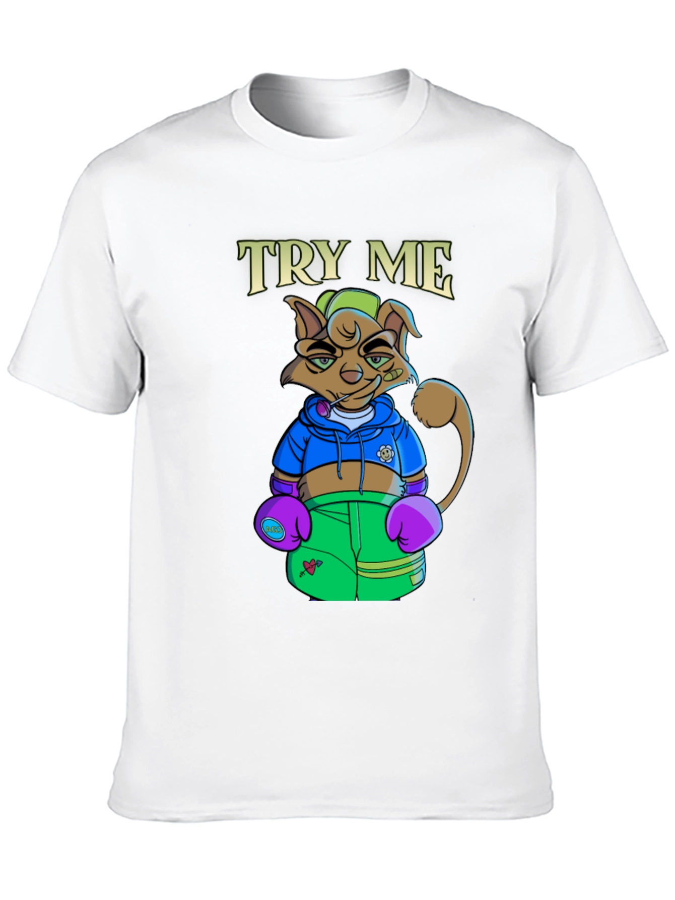 TRY ME Cat Boxer Graphic T-Shirt