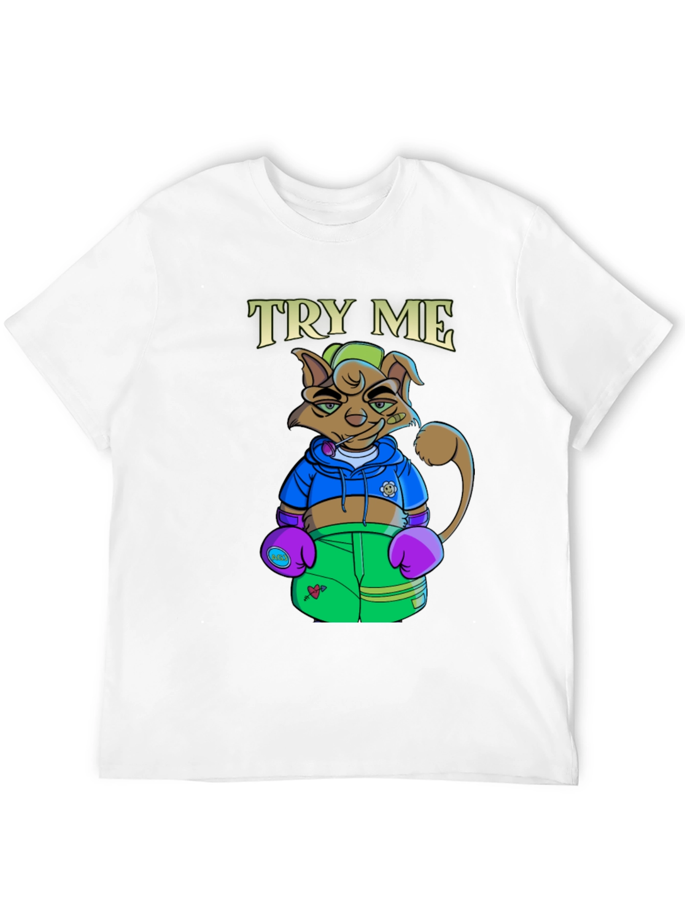TRY ME Cat Boxer Graphic T-Shirt