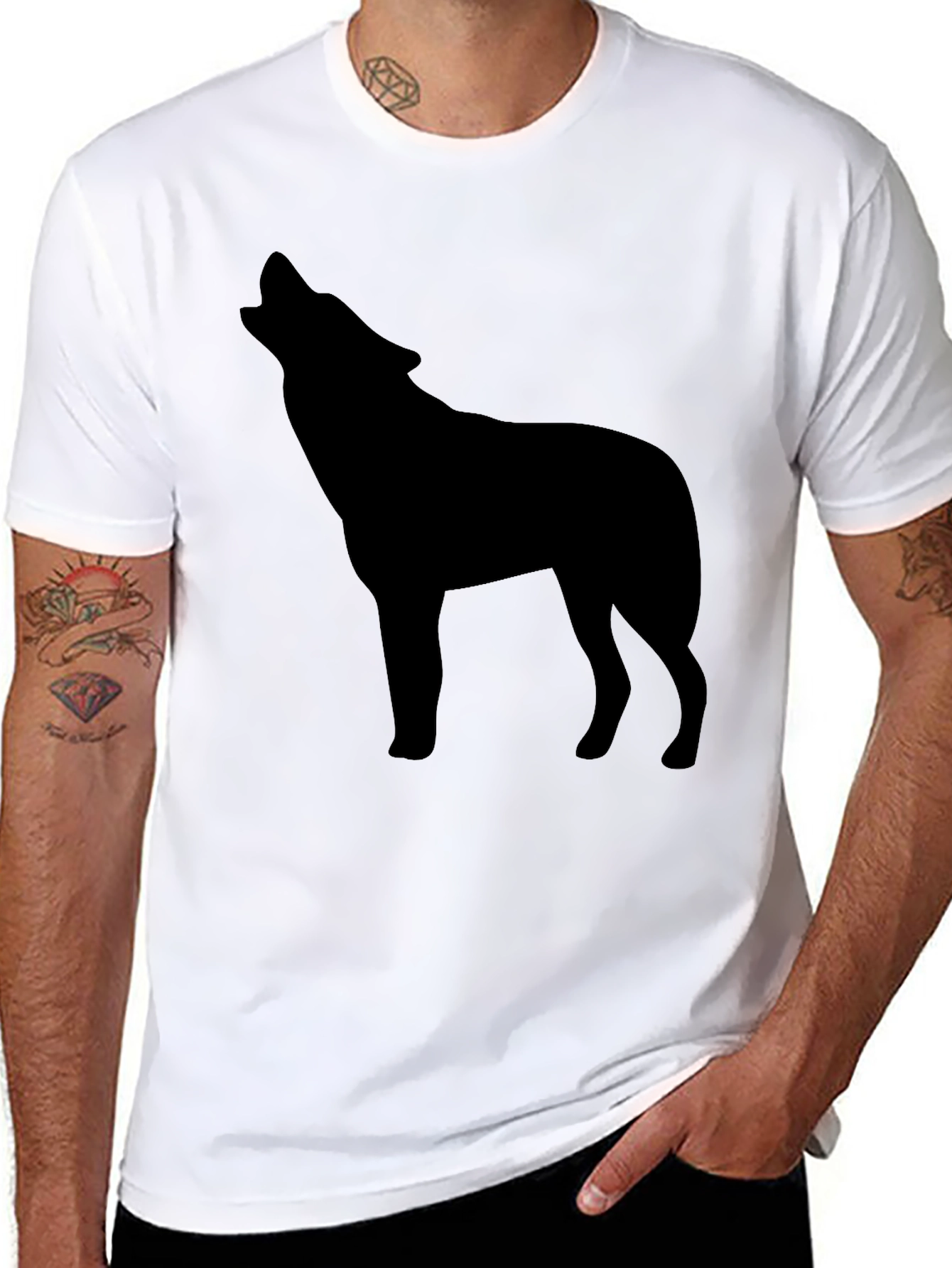 Mens Black Wolf Graphic Tee