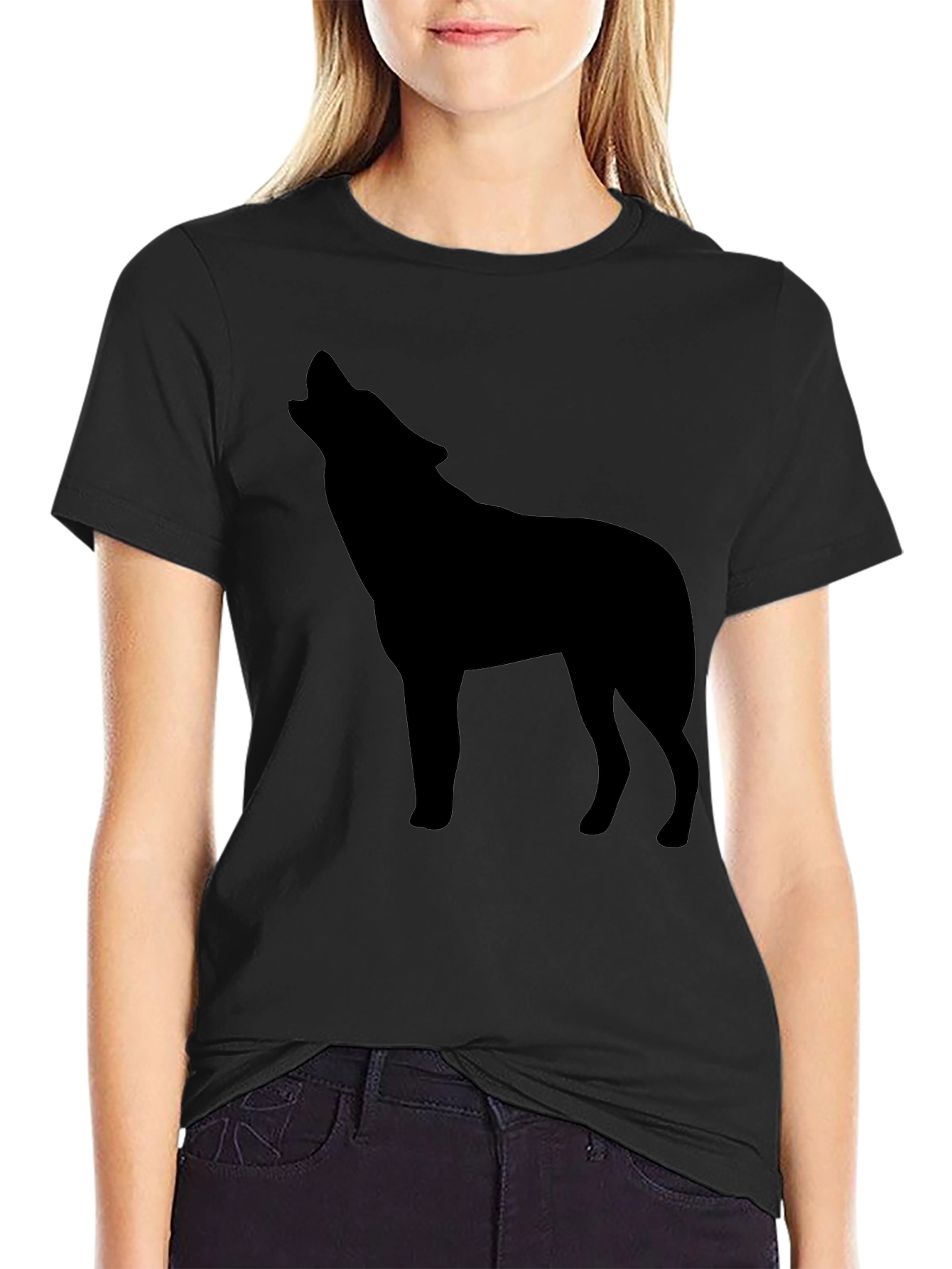 Mens Black Wolf Graphic Tee