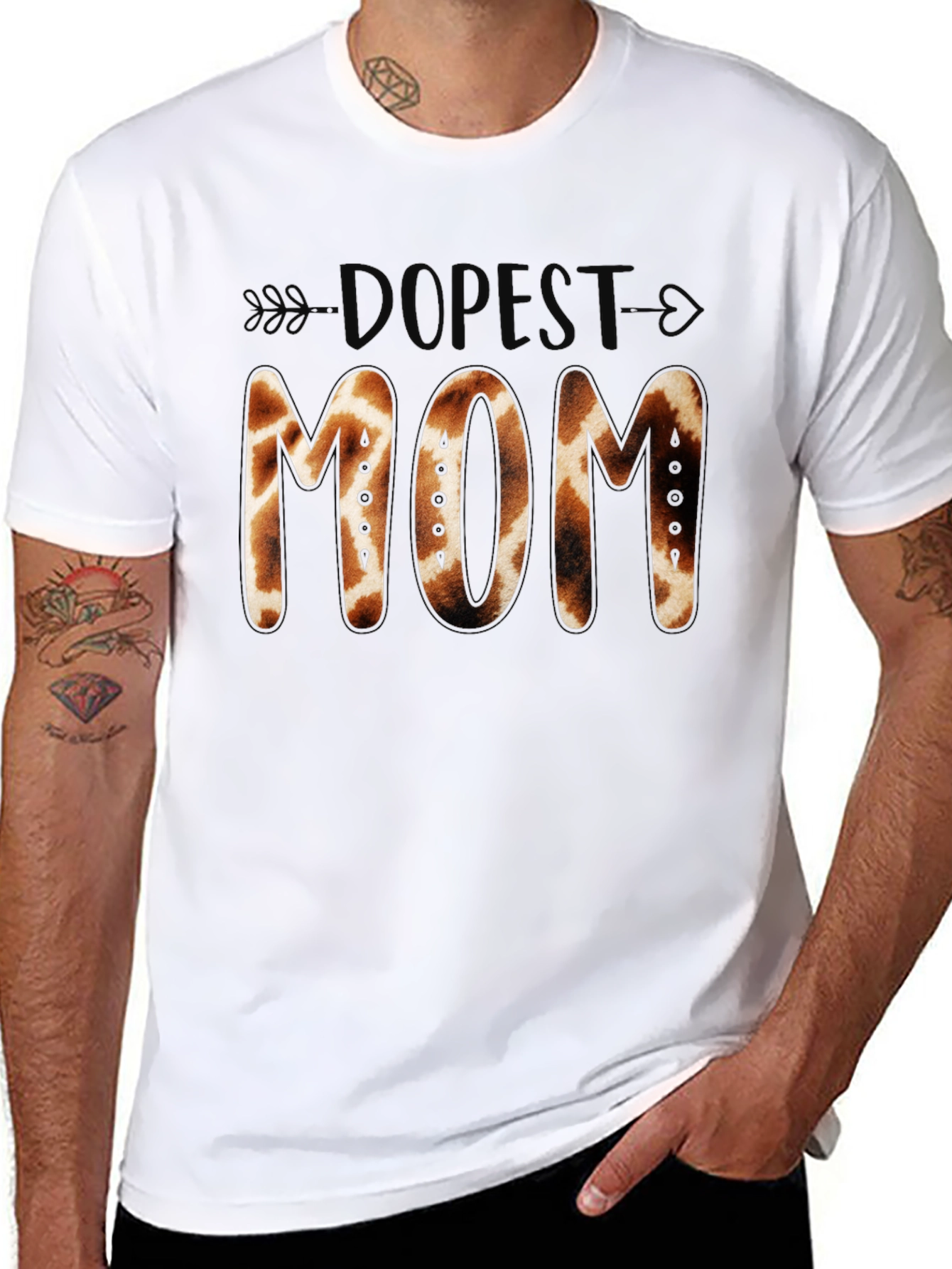 Dopest Mom Giraffe Print Graphic Tee