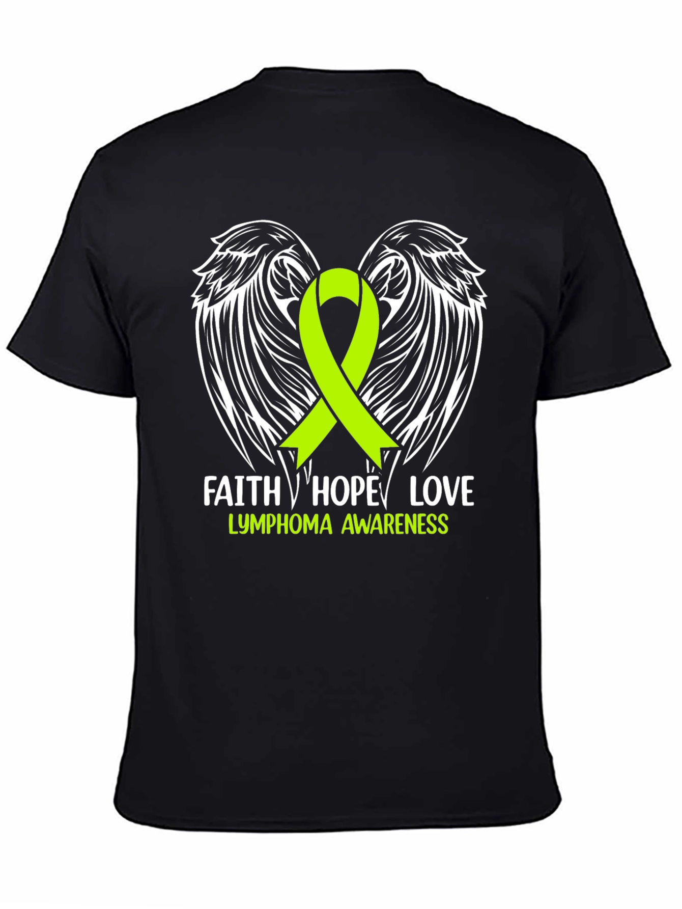 Lymphoma Awareness T-Shirt Faith Hope Love Black