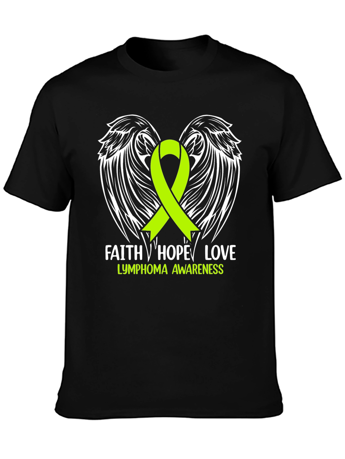 Lymphoma Awareness T-Shirt Faith Hope Love Black