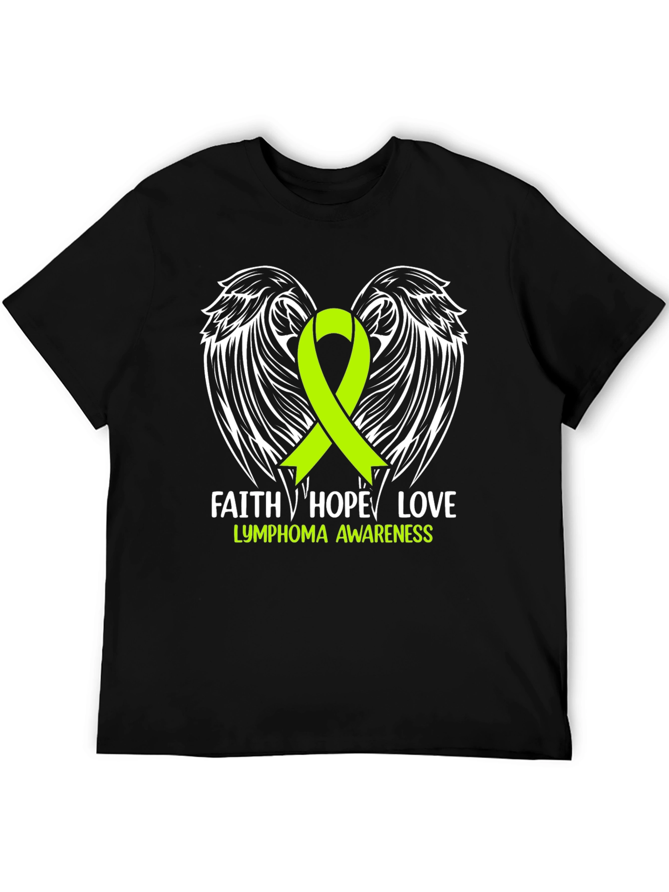 Lymphoma Awareness T-Shirt Faith Hope Love Black