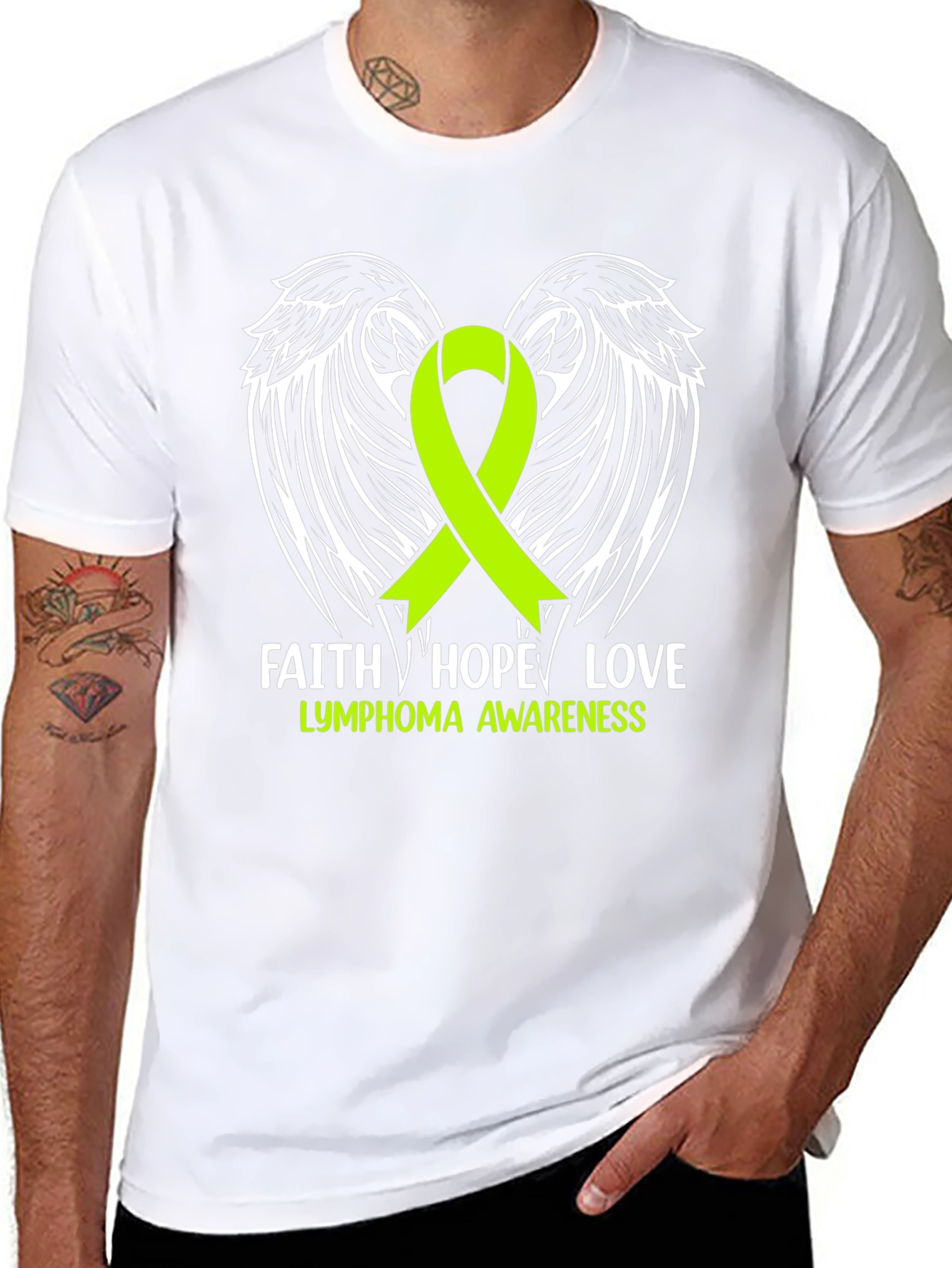 Lymphoma Awareness T-Shirt Faith Hope Love Black