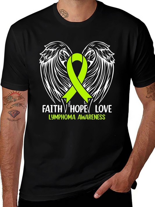 Lymphoma Awareness T-Shirt Faith Hope Love Black