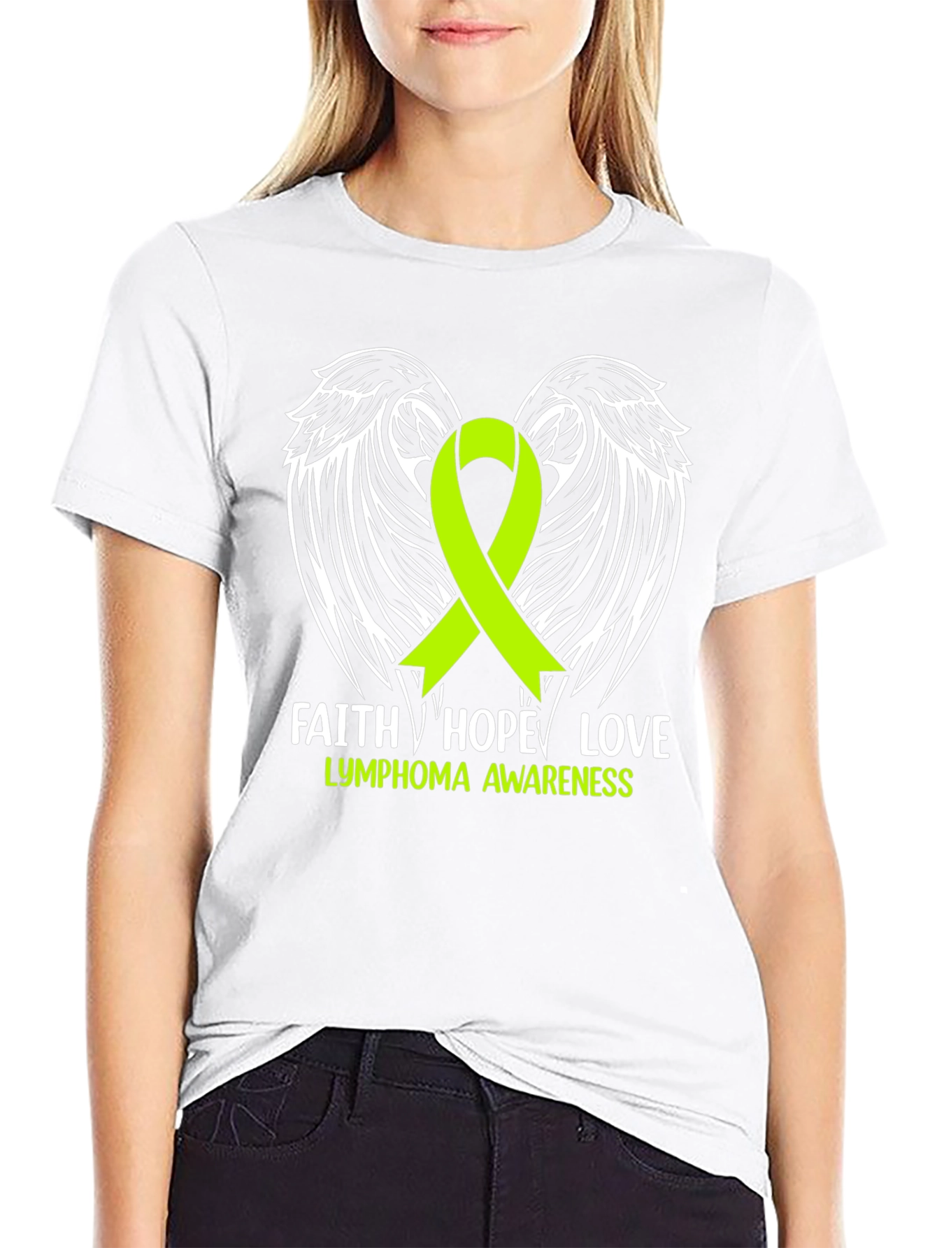 Lymphoma Awareness T-Shirt Faith Hope Love Black