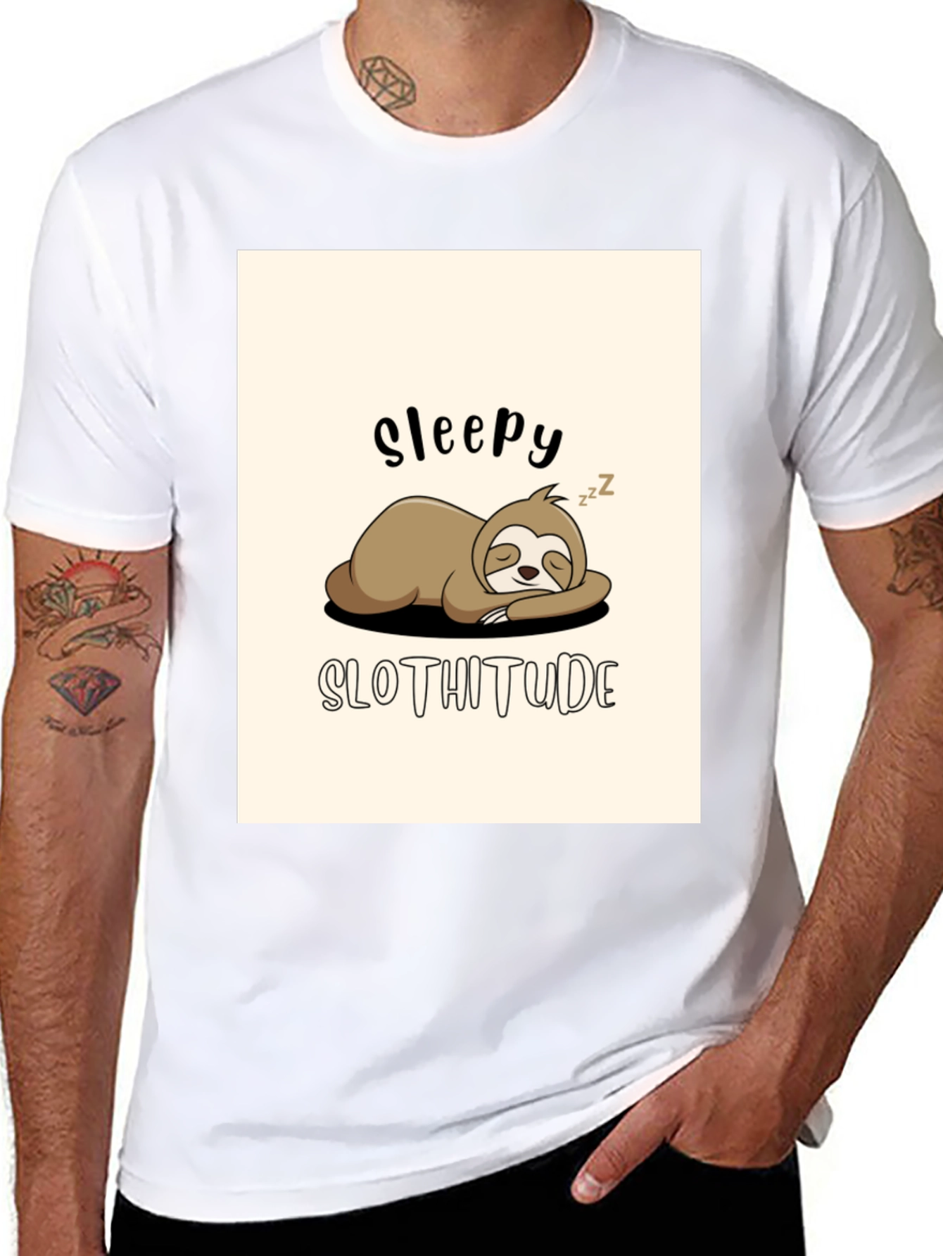 Sleepy Slothitude T-Shirt - Relaxed Fit Cute Sloth Design