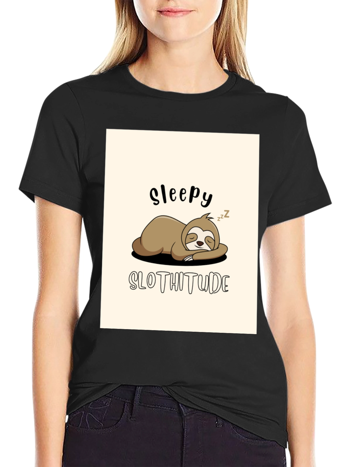 Sleepy Slothitude T-Shirt - Relaxed Fit Cute Sloth Design