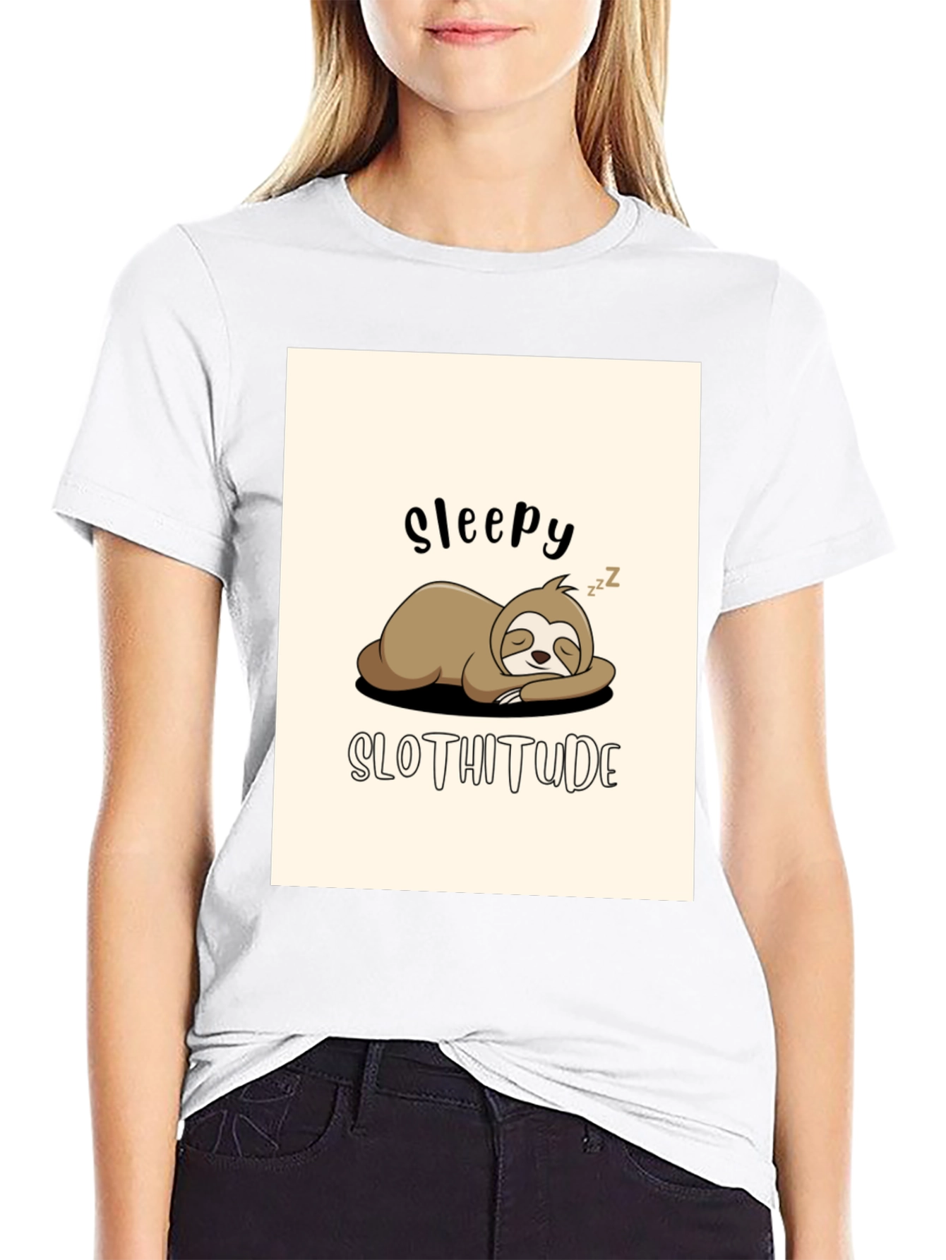 Sleepy Slothitude T-Shirt - Relaxed Fit Cute Sloth Design