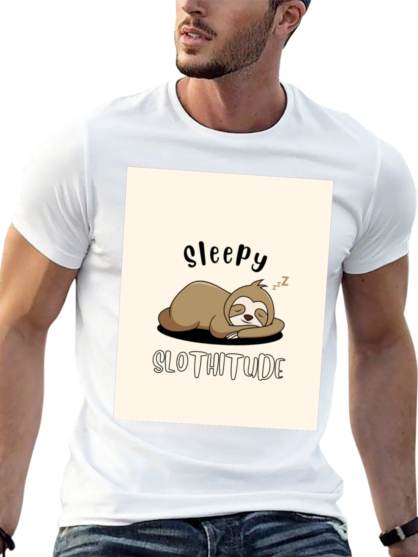 Sleepy Slothitude T-Shirt - Relaxed Fit Cute Sloth Design