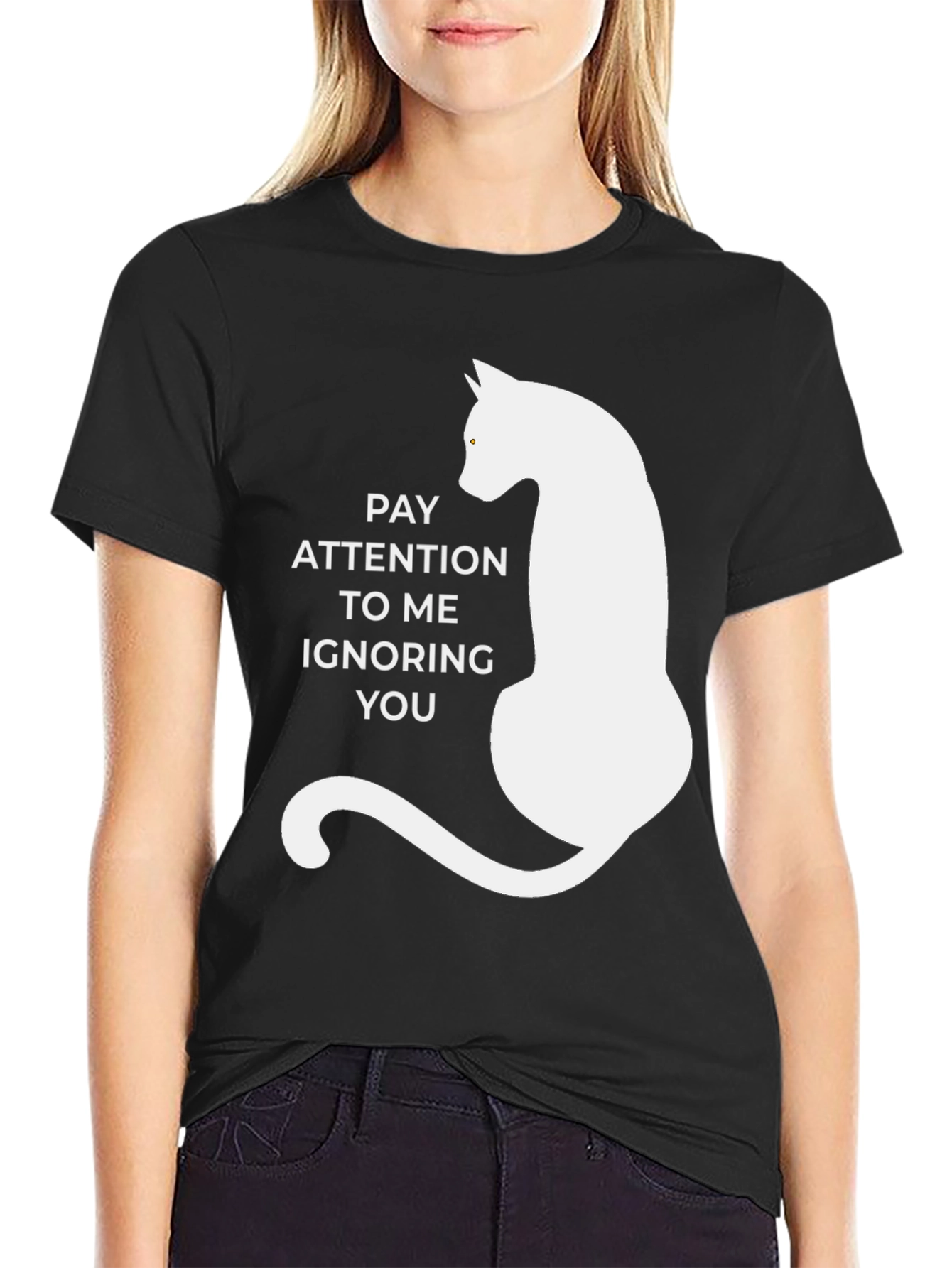 Pay Attention Cat T-Shirt - Humorous Tee