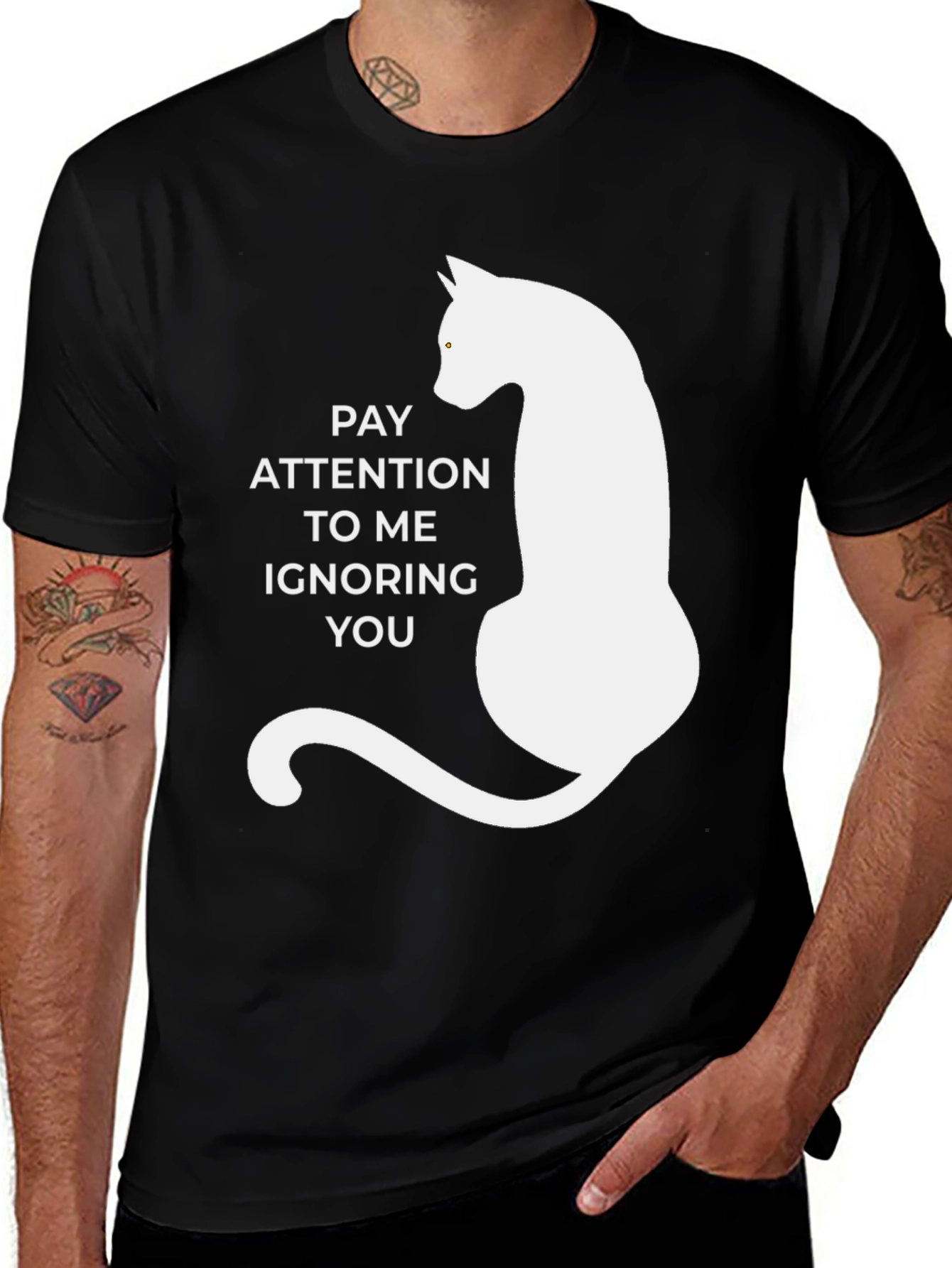 Pay Attention Cat T-Shirt - Humorous Tee