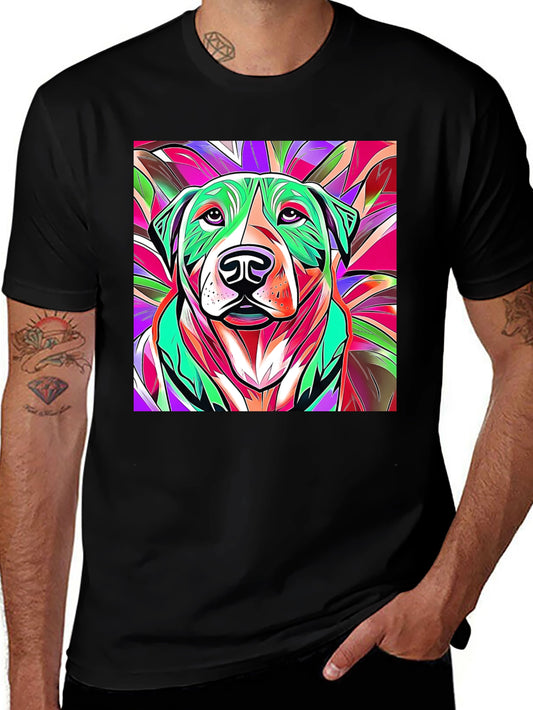 Vibrant Dog Art T-Shirt - Abstract Colorful Graphic Tee