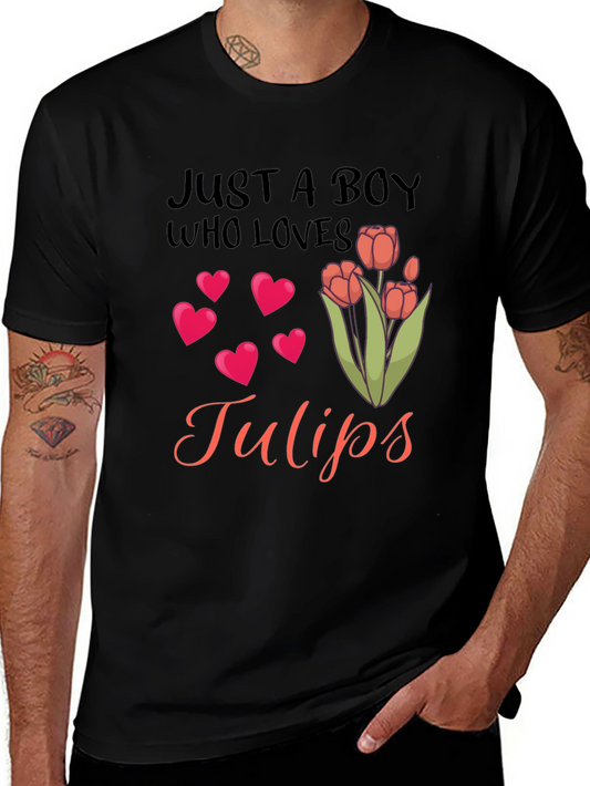 Tulip Lover Boy T-Shirt - Cute Floral Graphic Tee