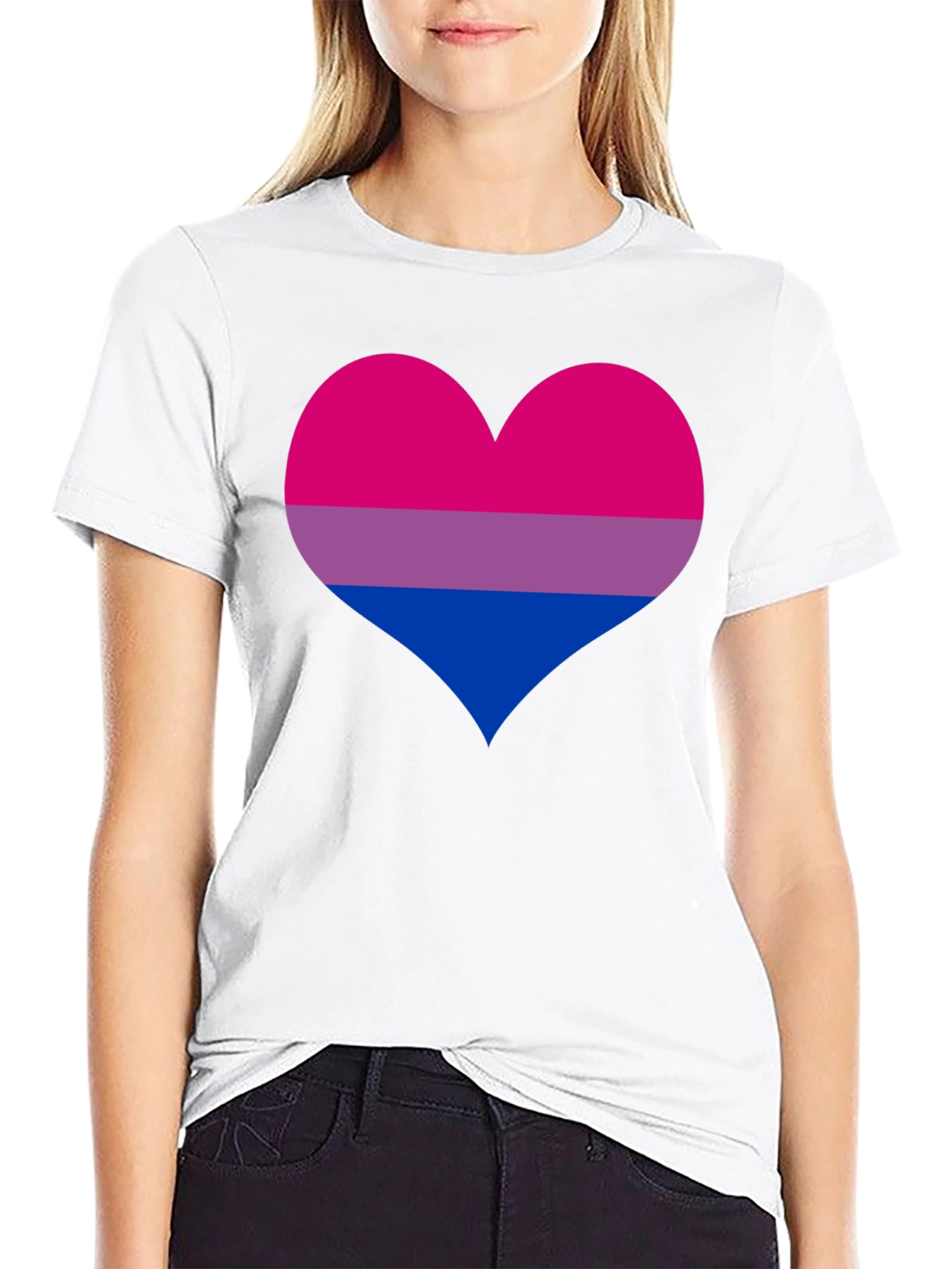 Bisexual Pride Heart Graphic Tee - Black