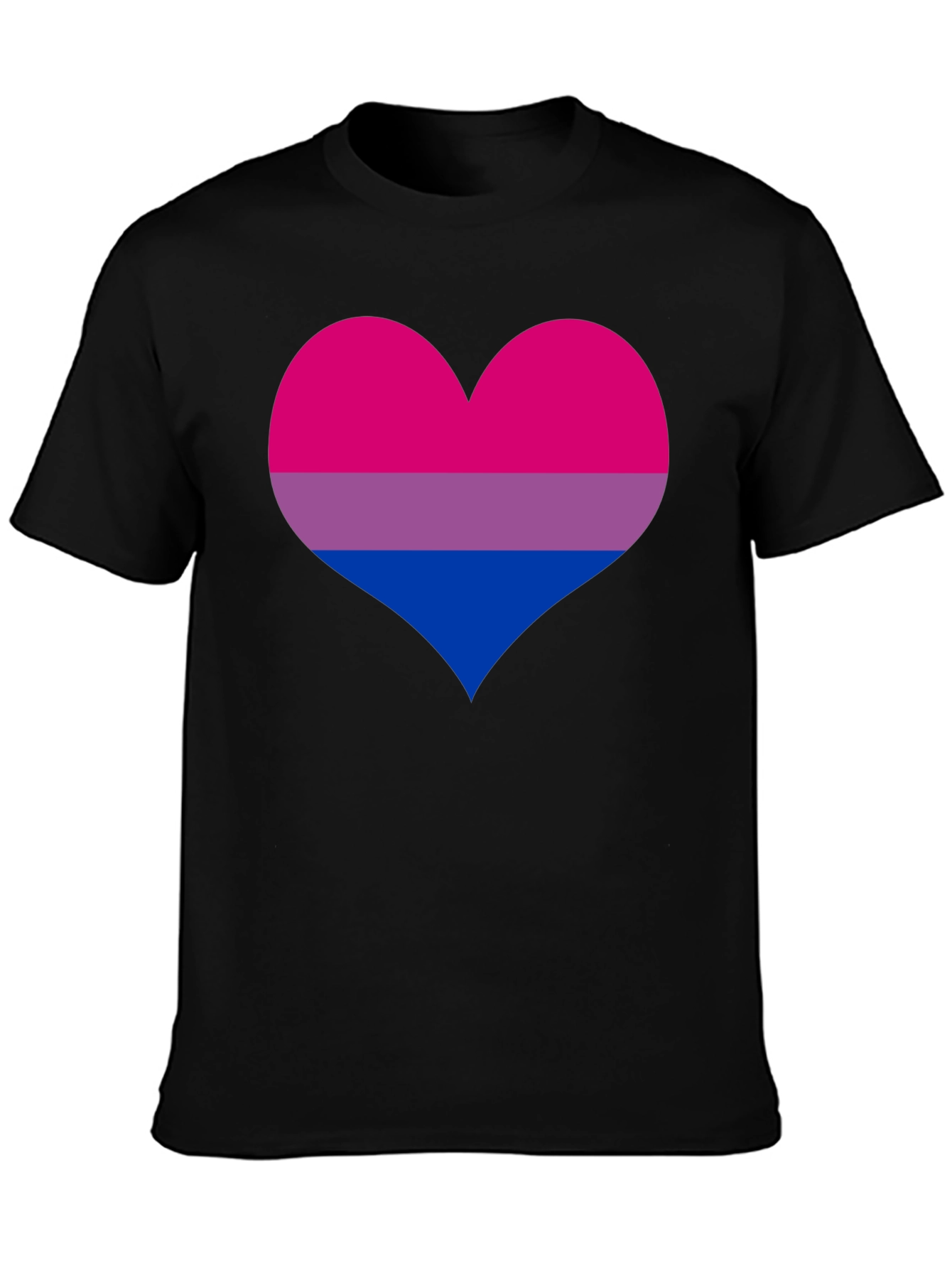 Bisexual Pride Heart Graphic Tee - Black
