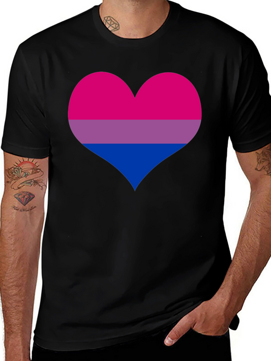 Bisexual Pride Heart Graphic Tee - Black