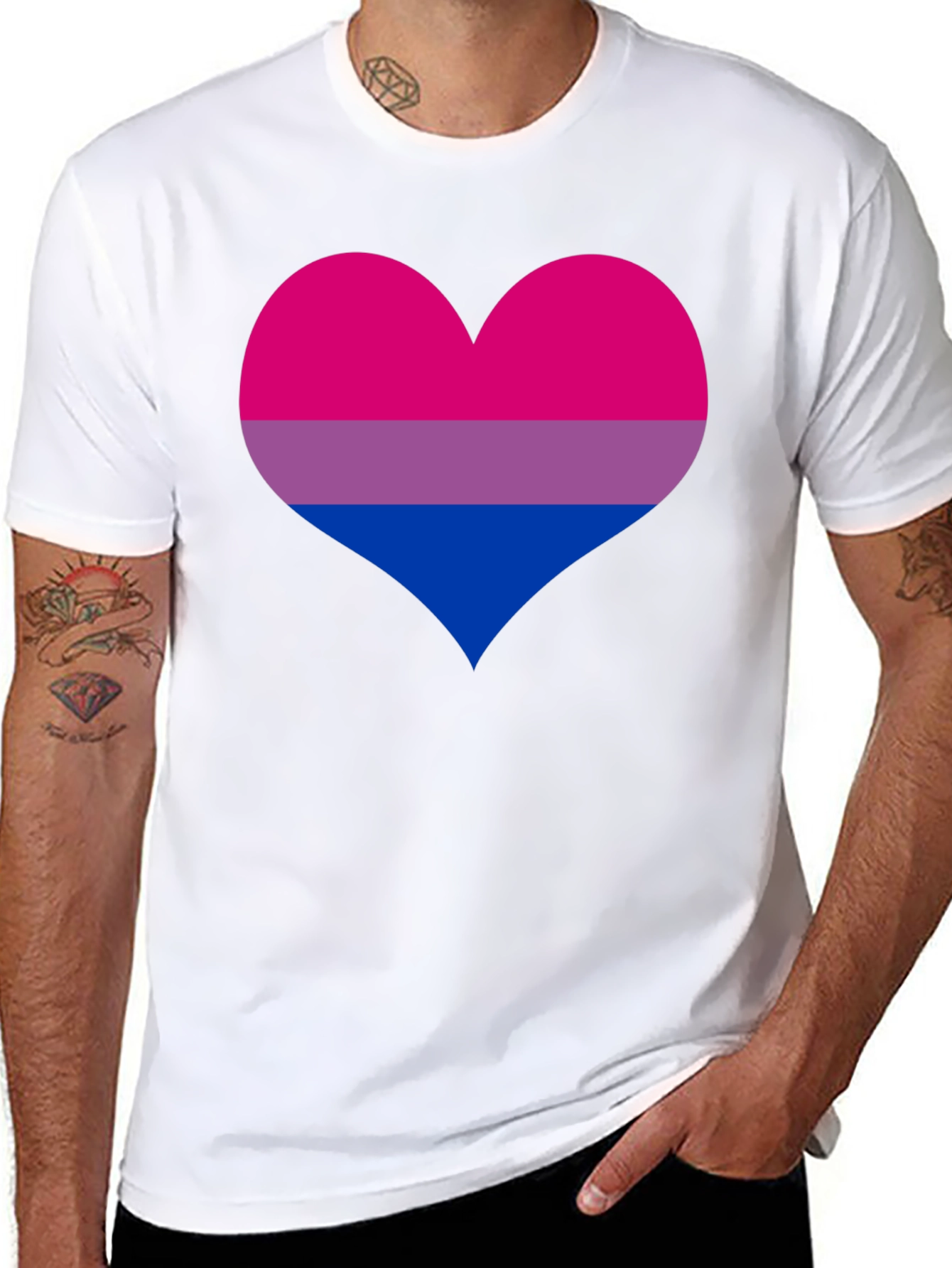 Bisexual Pride Heart Graphic Tee - Black