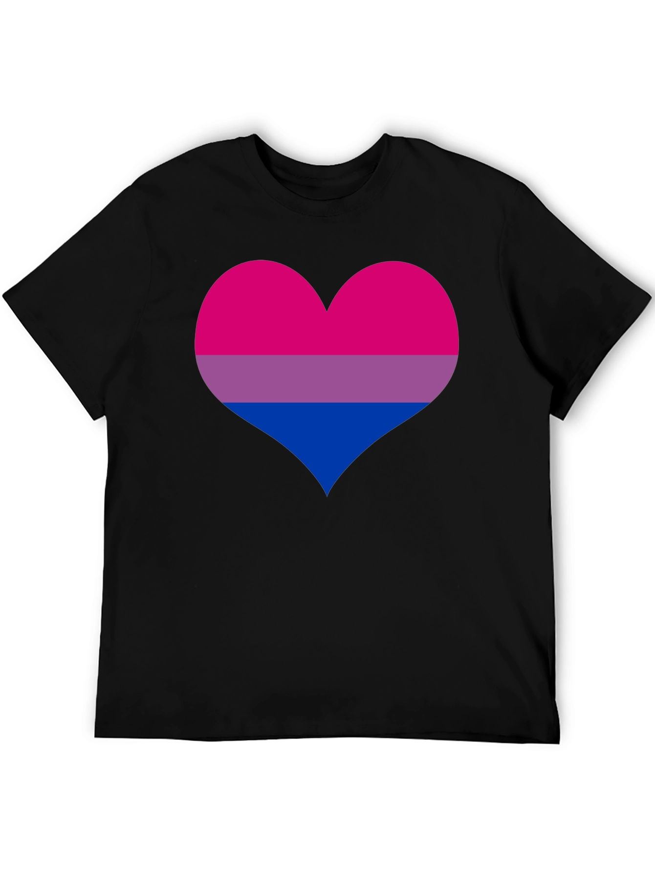 Bisexual Pride Heart Graphic Tee - Black