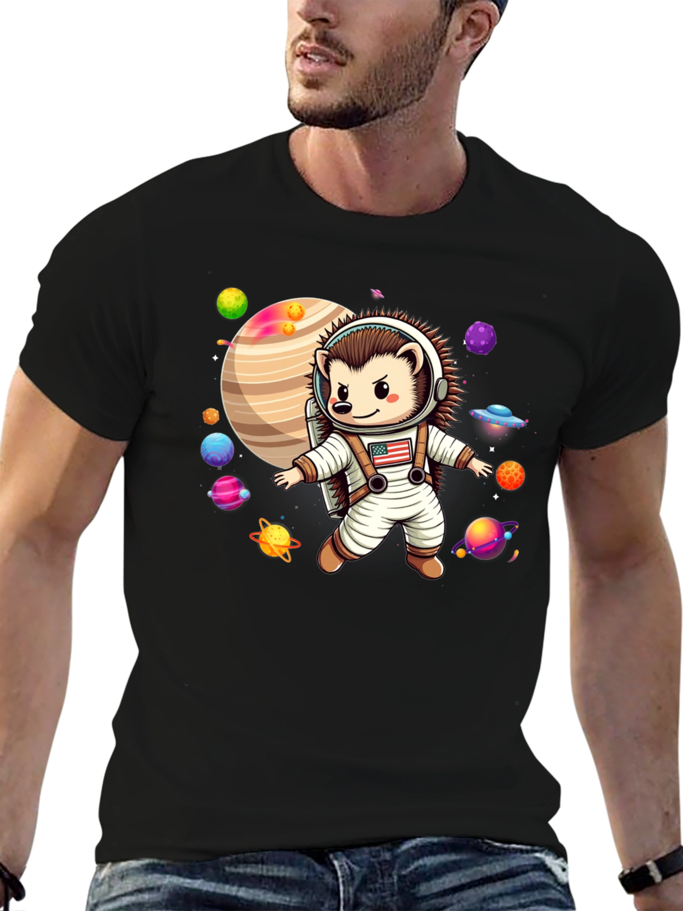 Astronaut Hedgehog Graphic T-Shirt