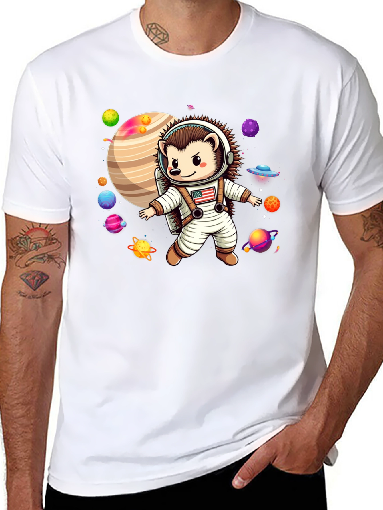 Astronaut Hedgehog Graphic T-Shirt