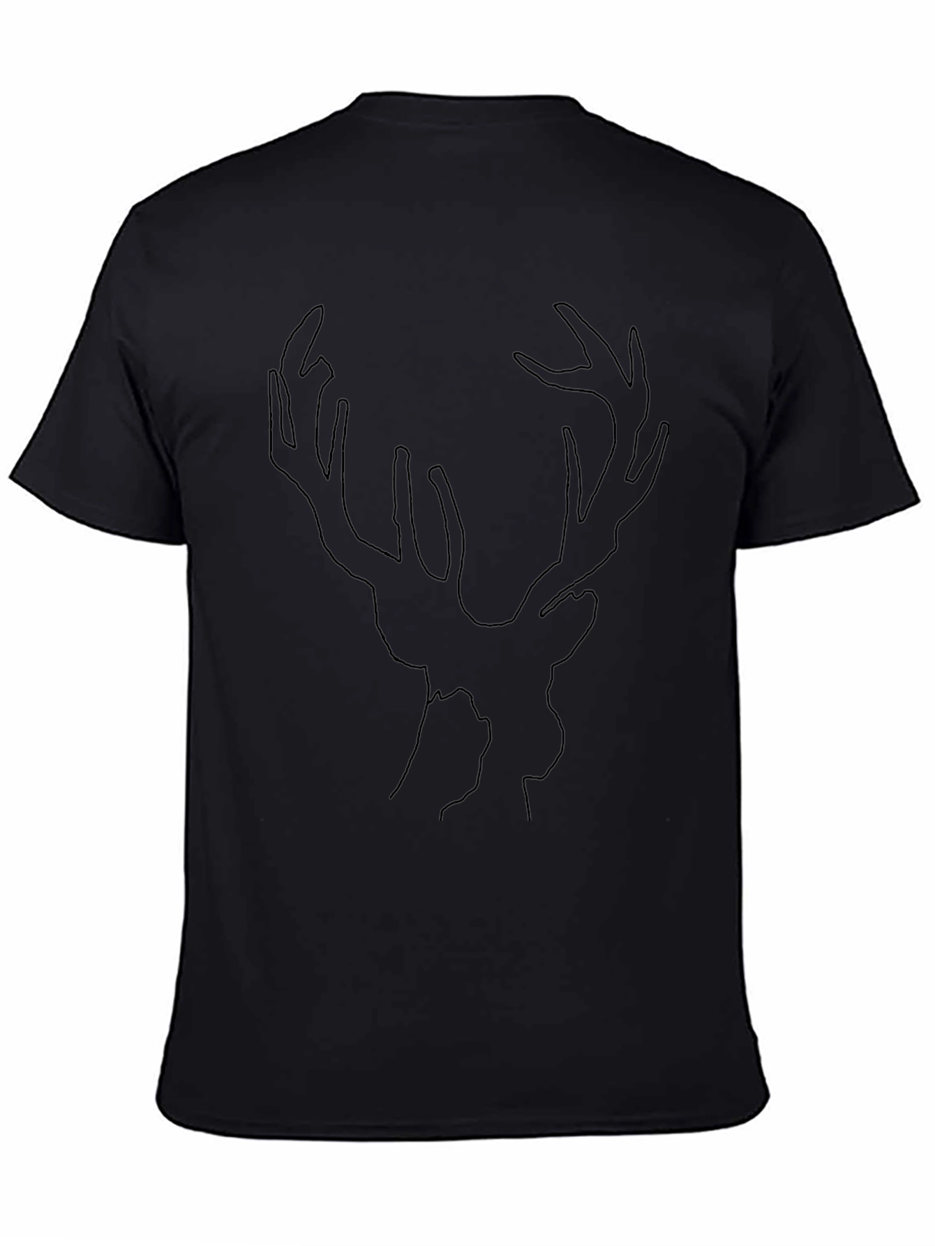 Minimalist Deer Outline Black T-Shirt