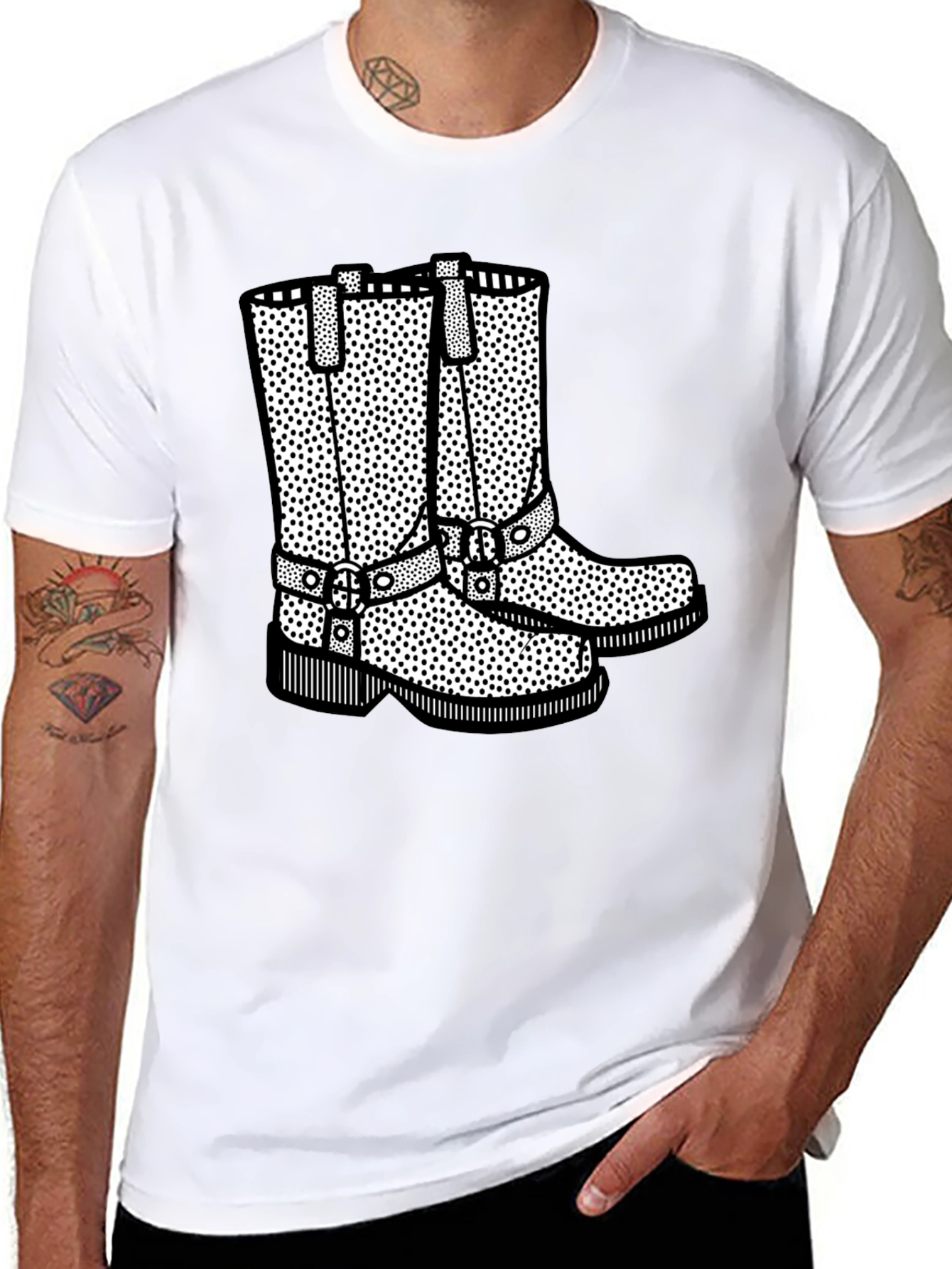 Cowboy Boot Graphic Print Black T-Shirt