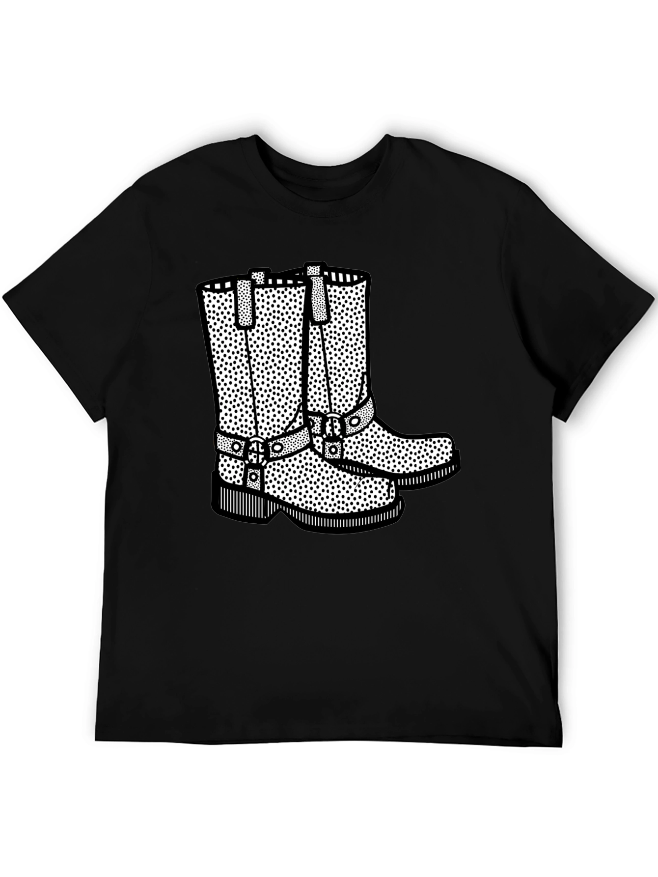 Cowboy Boot Graphic Print Black T-Shirt