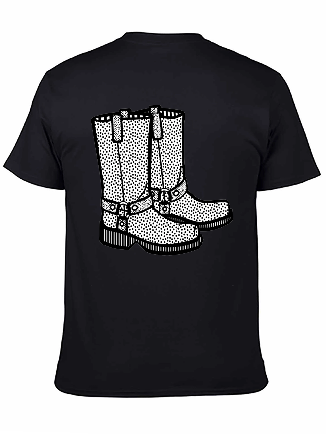 Cowboy Boot Graphic Print Black T-Shirt