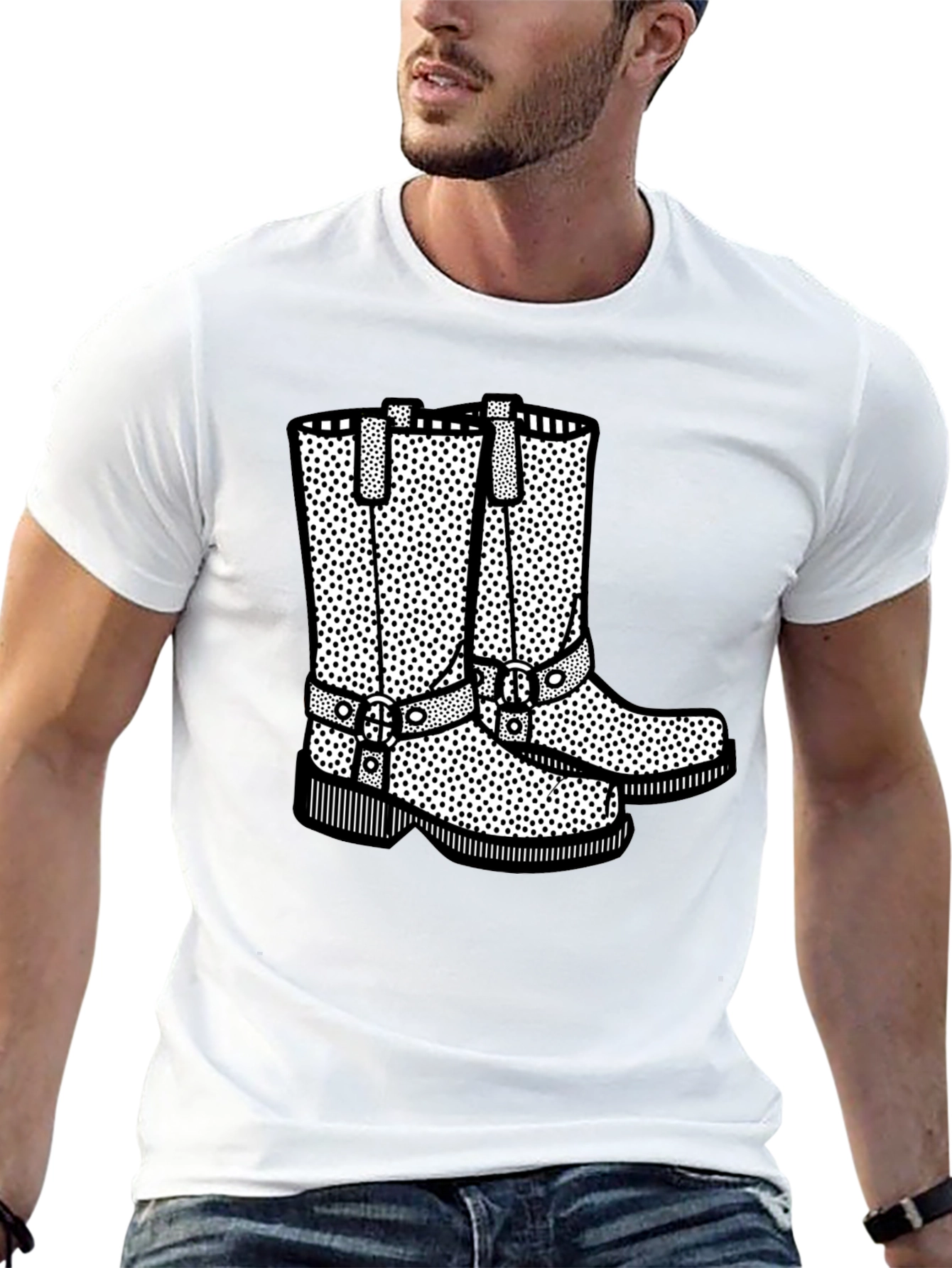 Cowboy Boot Graphic Print Black T-Shirt