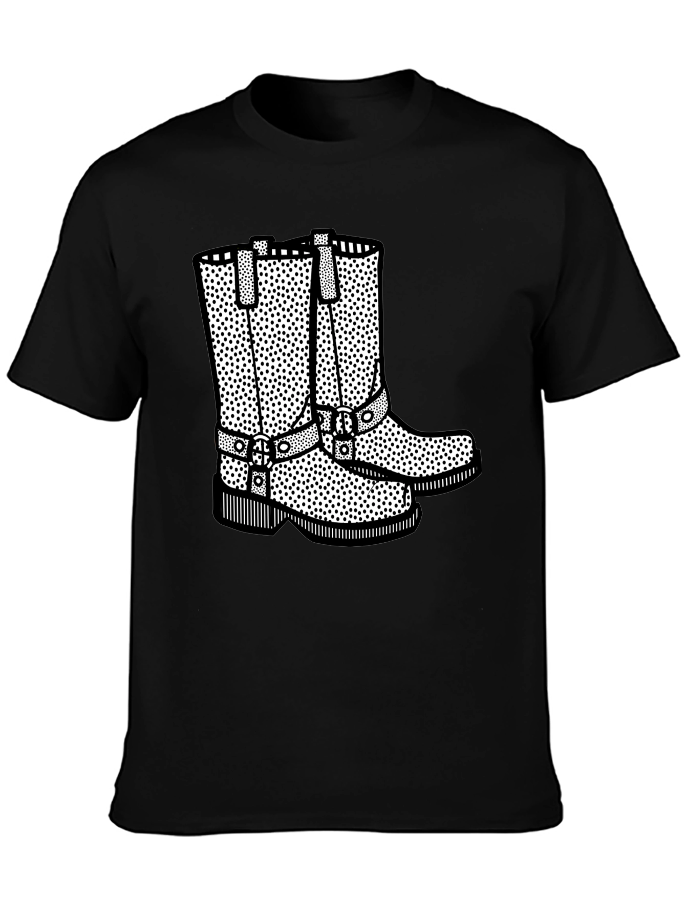 Cowboy Boot Graphic Print Black T-Shirt