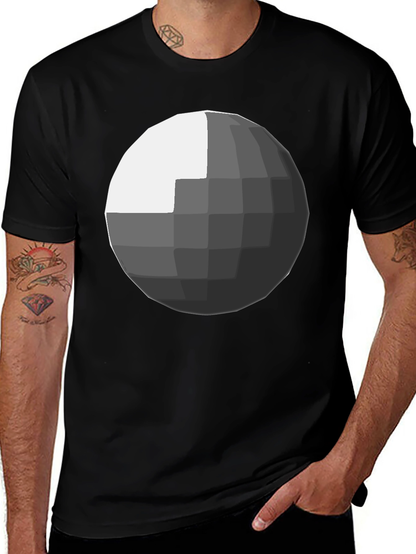 Geometric Sphere Graphic Black T-Shirt