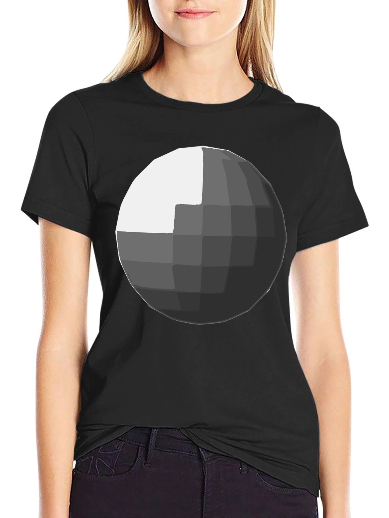Geometric Sphere Graphic Black T-Shirt
