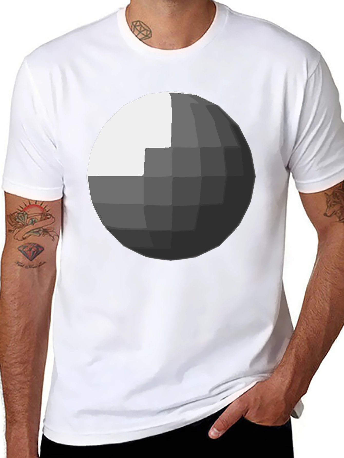 Geometric Sphere Graphic Black T-Shirt