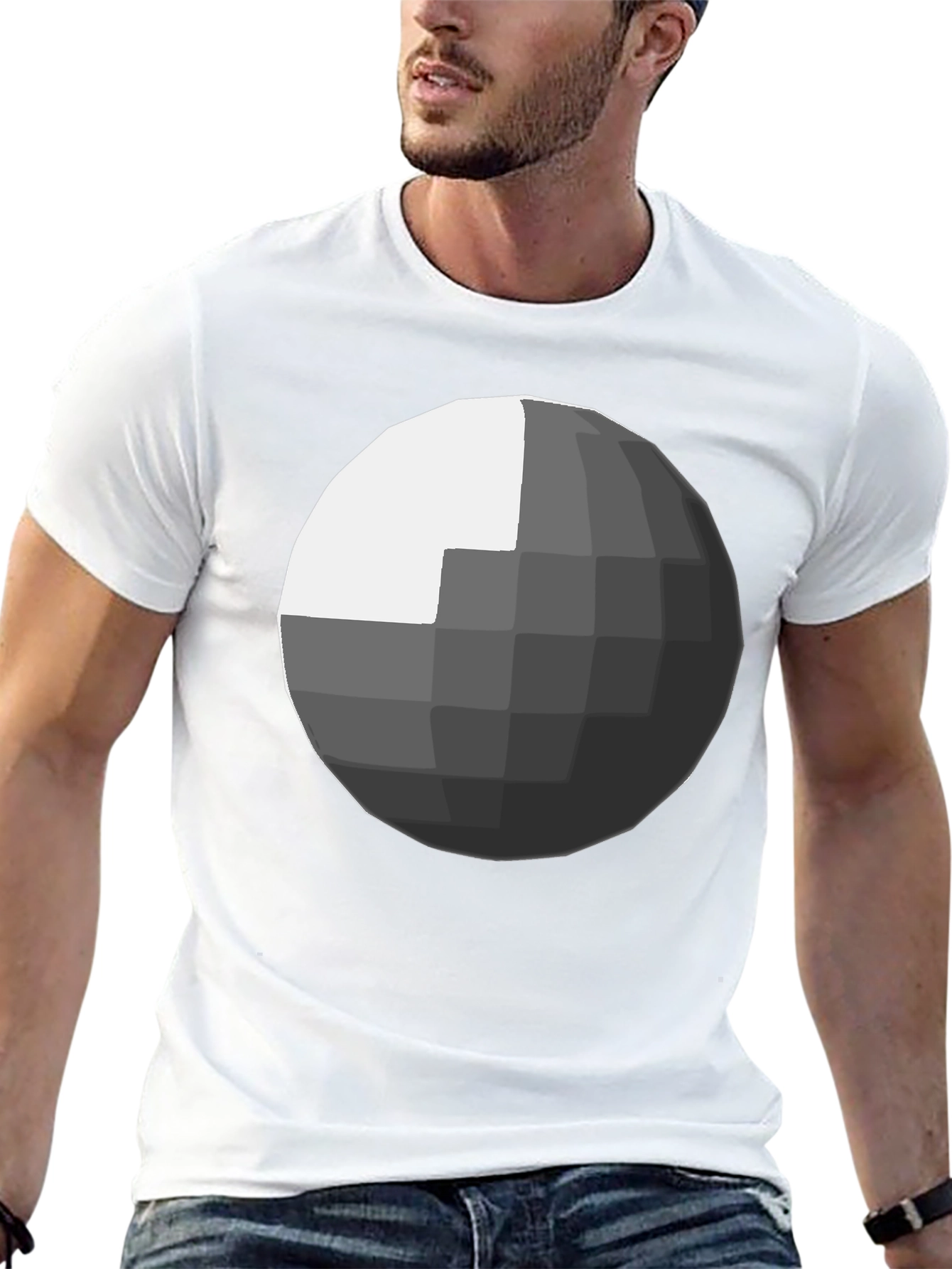 Geometric Sphere Graphic Black T-Shirt