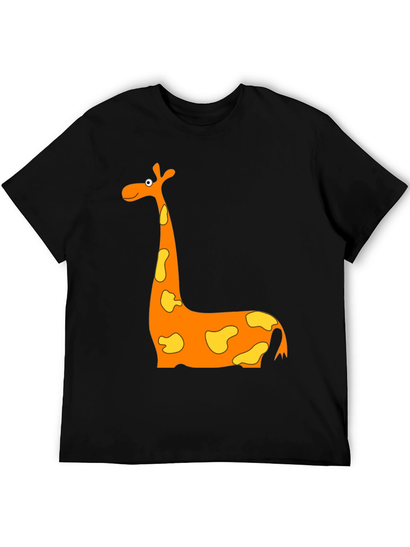 Cartoon Giraffe Graphic T-Shirt - Black