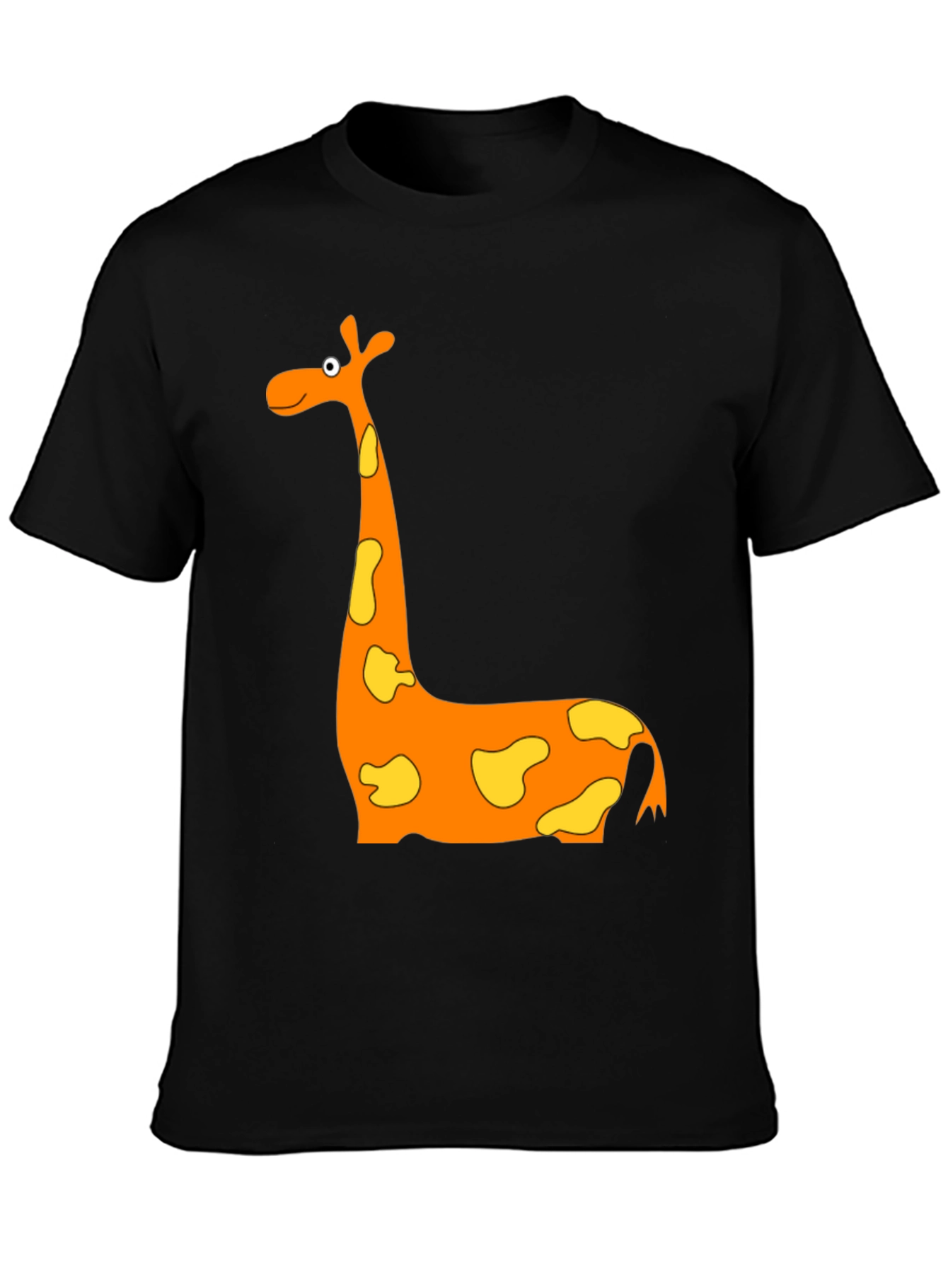 Cartoon Giraffe Graphic T-Shirt - Black