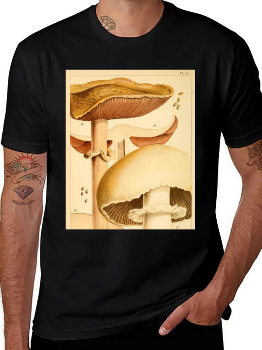 Mushroom Print Graphic T-Shirt - Vintage Style